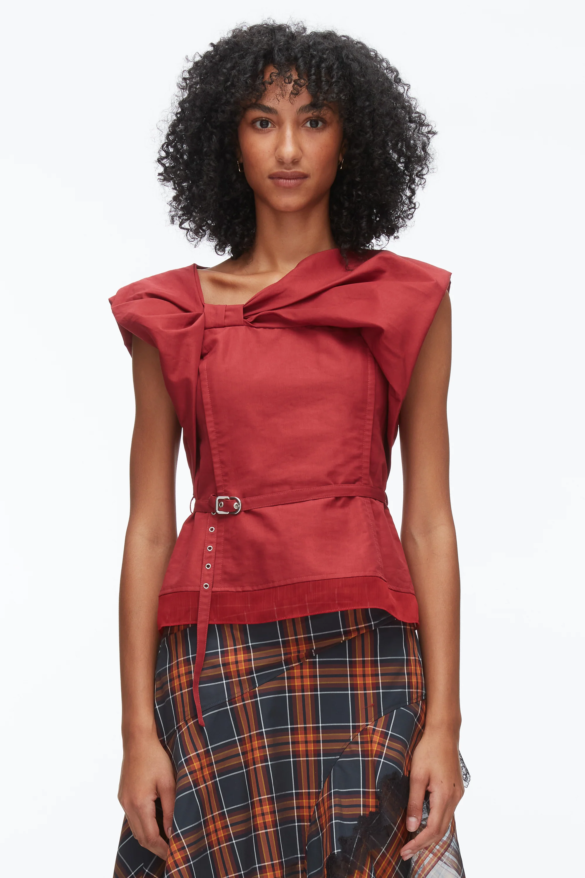 Draped Bow Belted Shell Top - Image 9