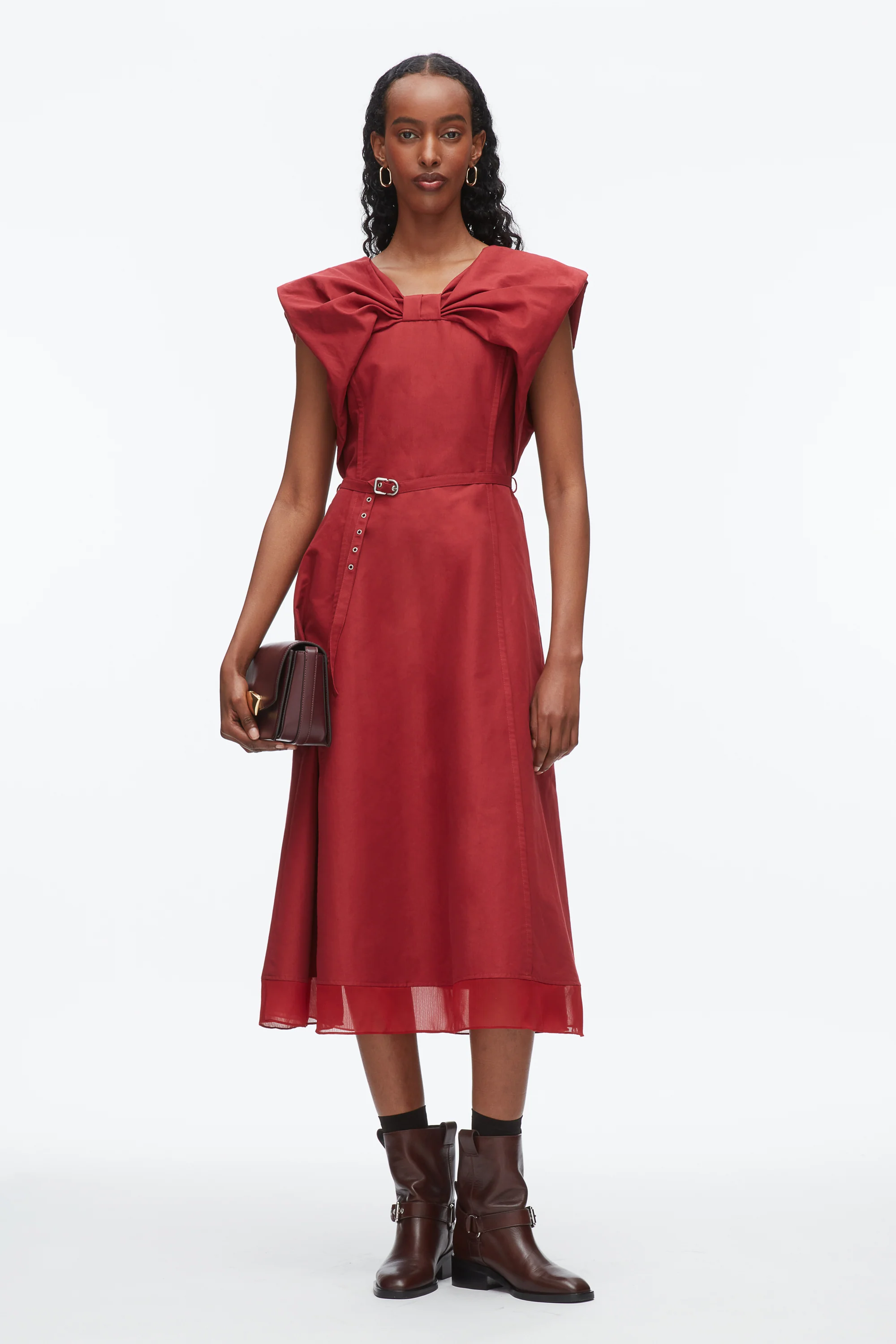 Draped Bow Dress with Belt - Image 6