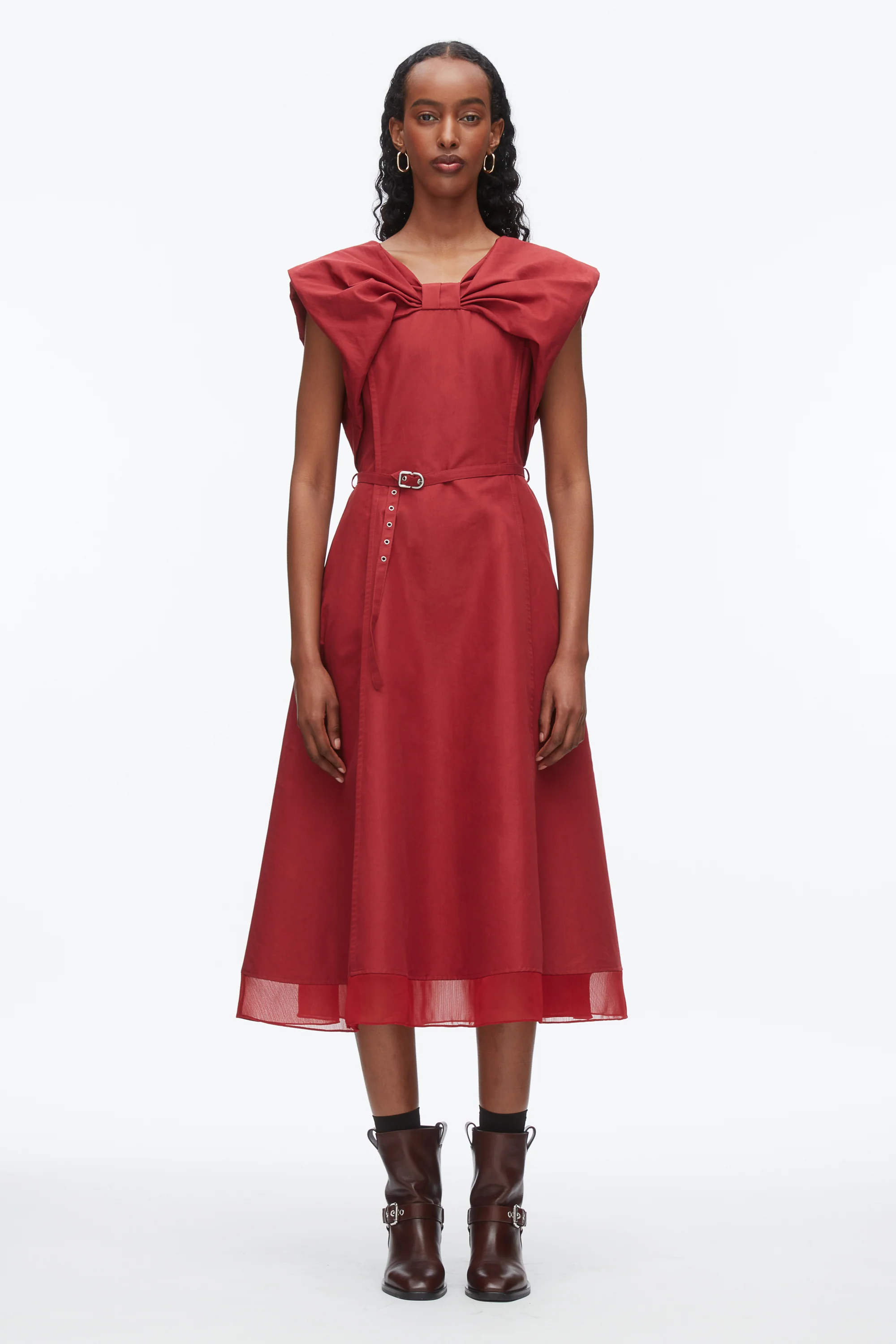 Draped Bow Dress with Belt - Image 7