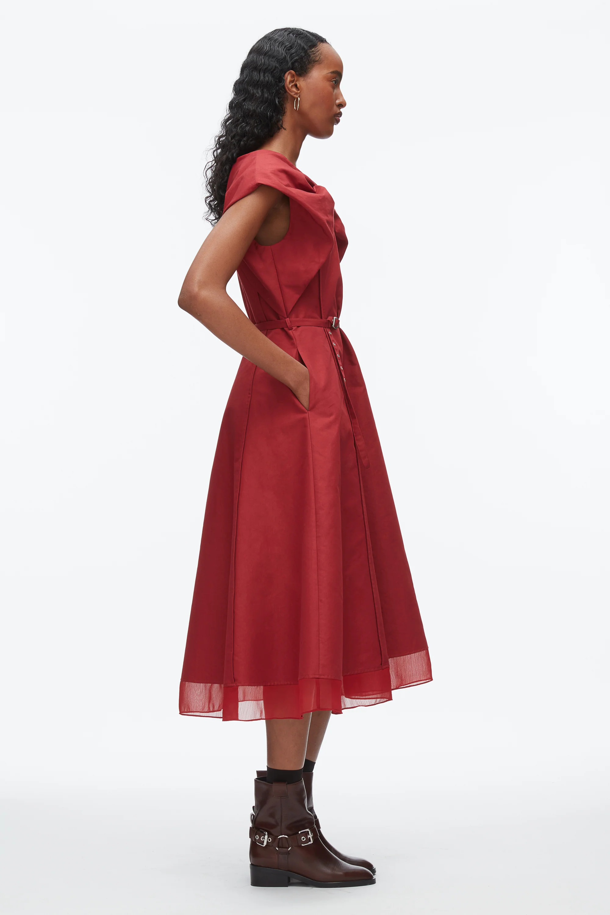 Draped Bow Dress with Belt - Image 8