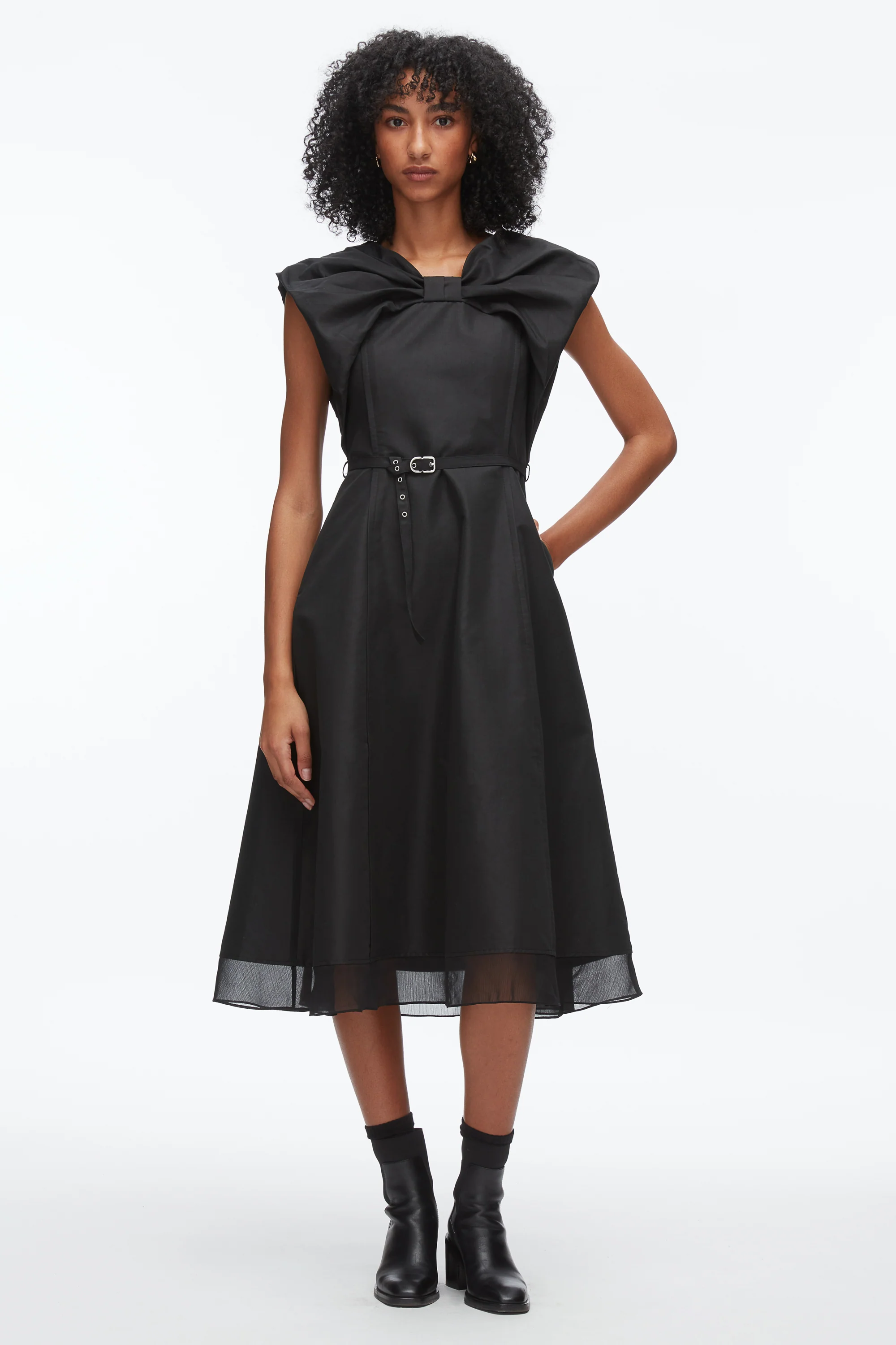 Draped Bow Dress with Belt