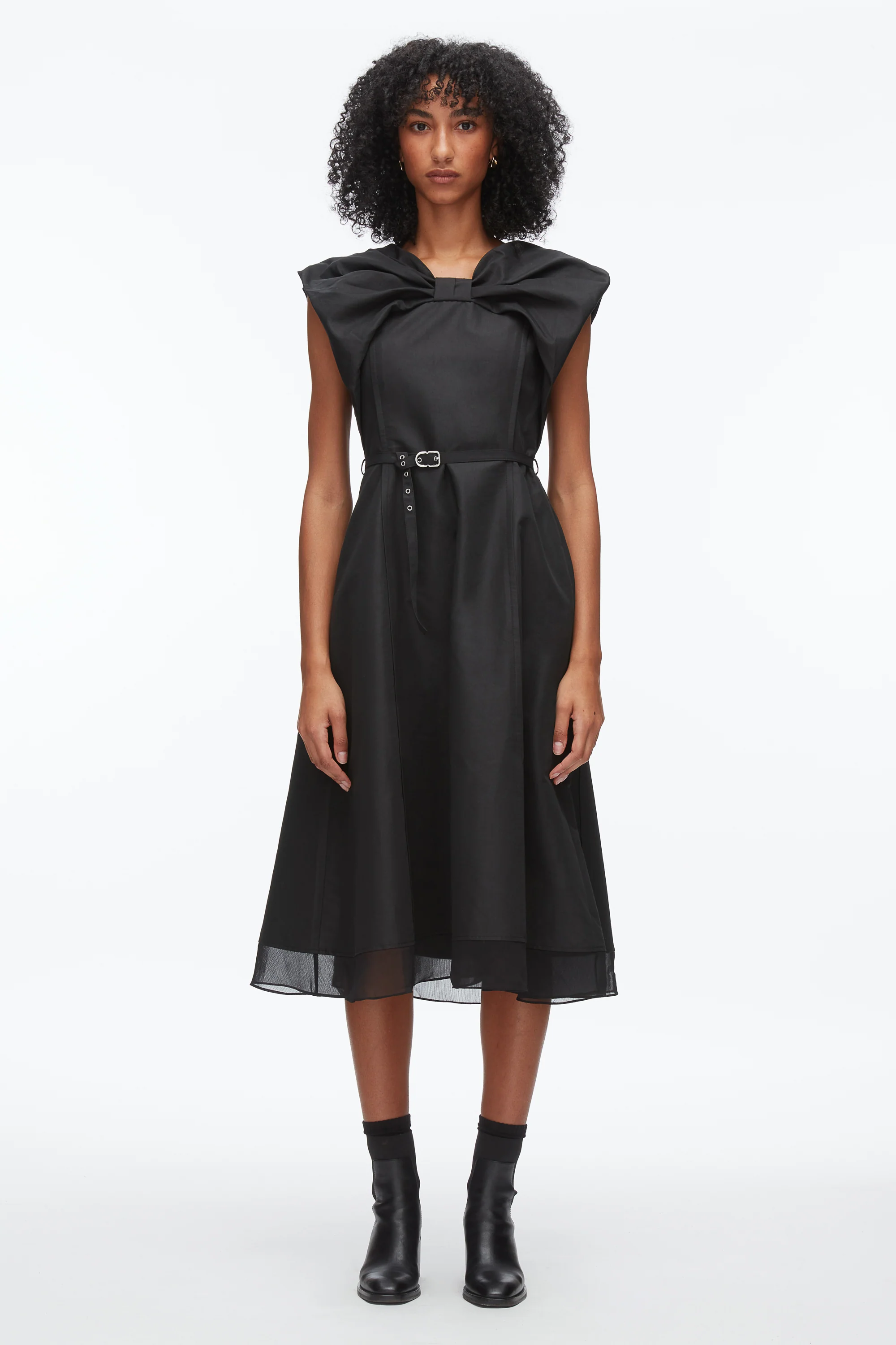 Draped Bow Dress with Belt - Image 2