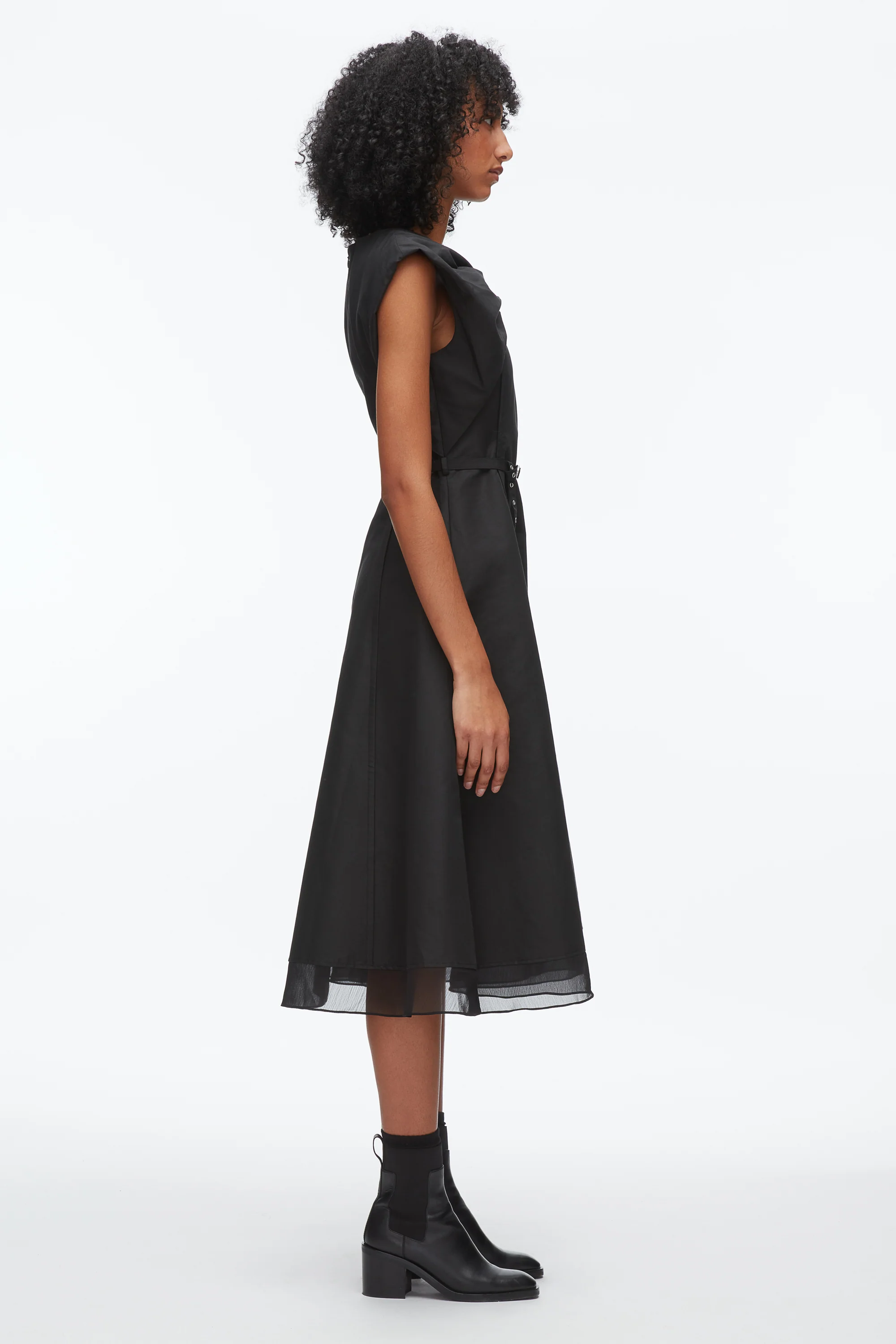 Draped Bow Dress with Belt - Image 3