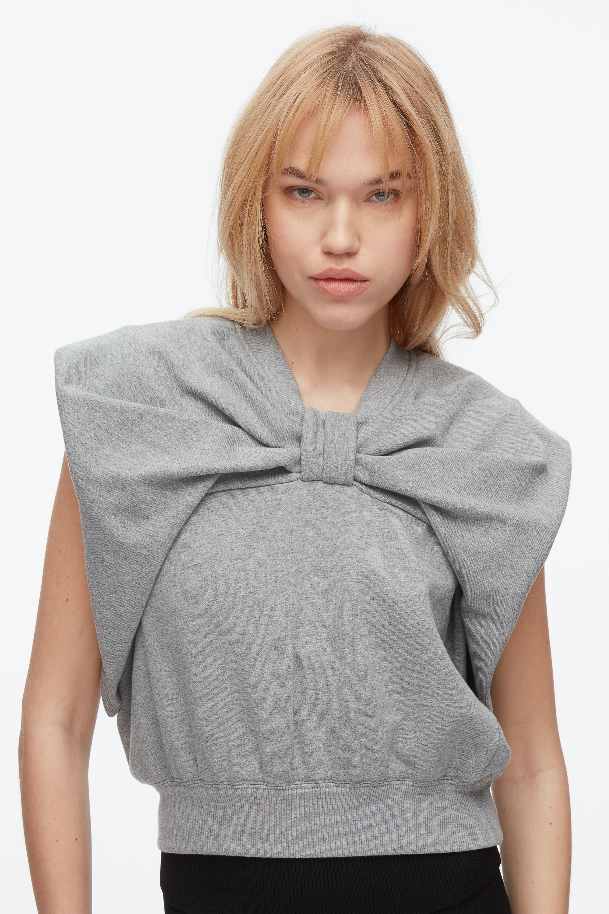 Draped Bow French Terry Top - Image 6