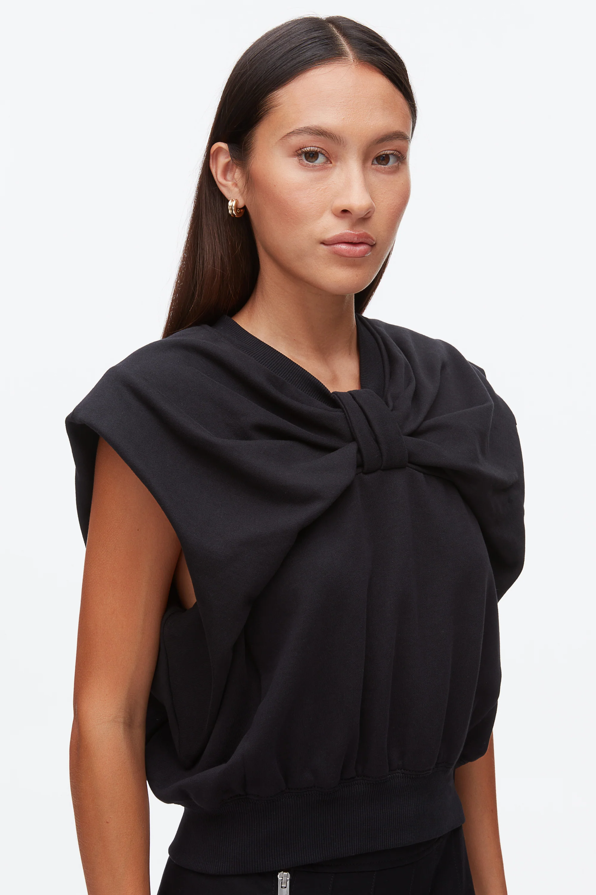Draped Bow French Terry Top - Image 12