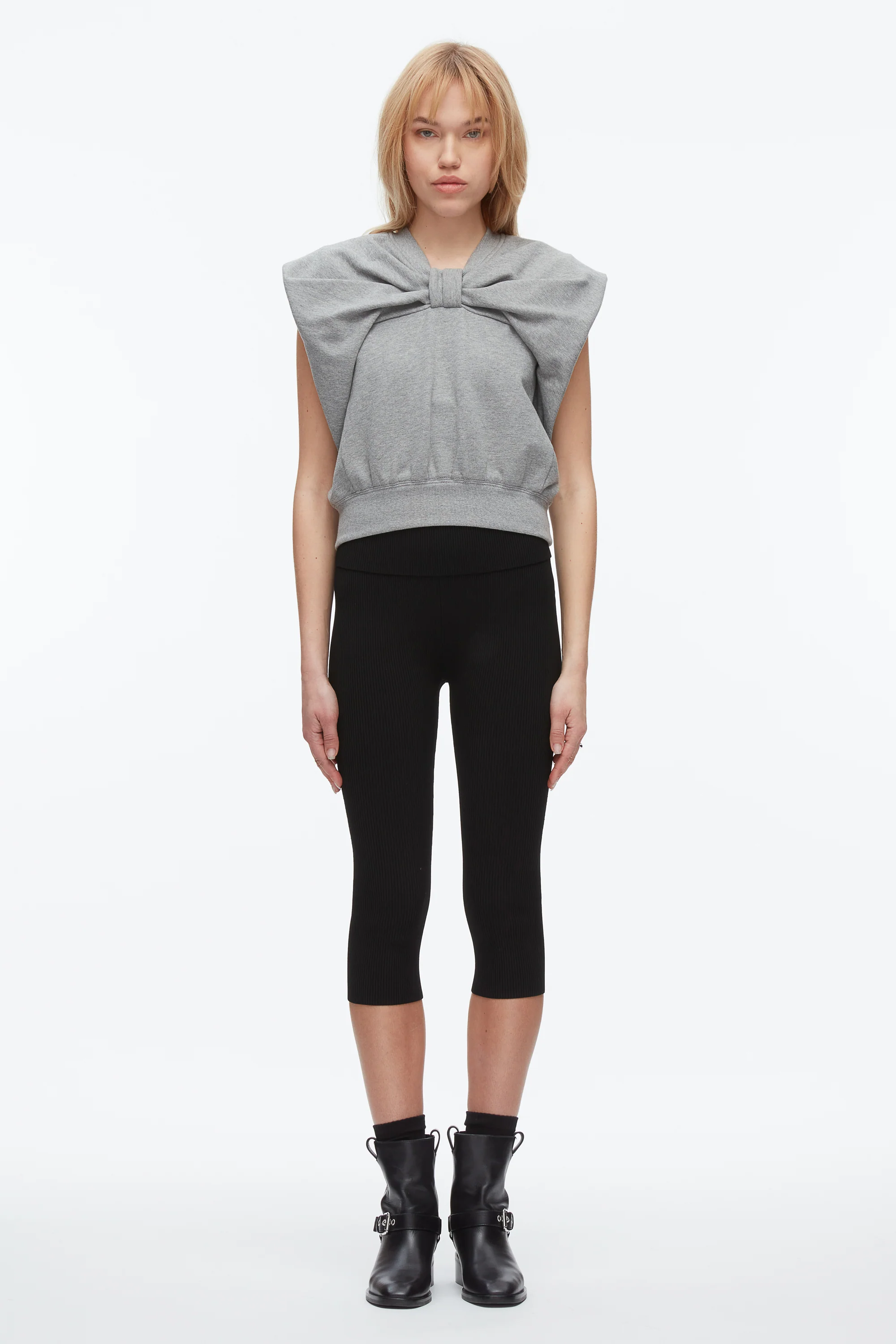 Draped Bow French Terry Top - Image 2