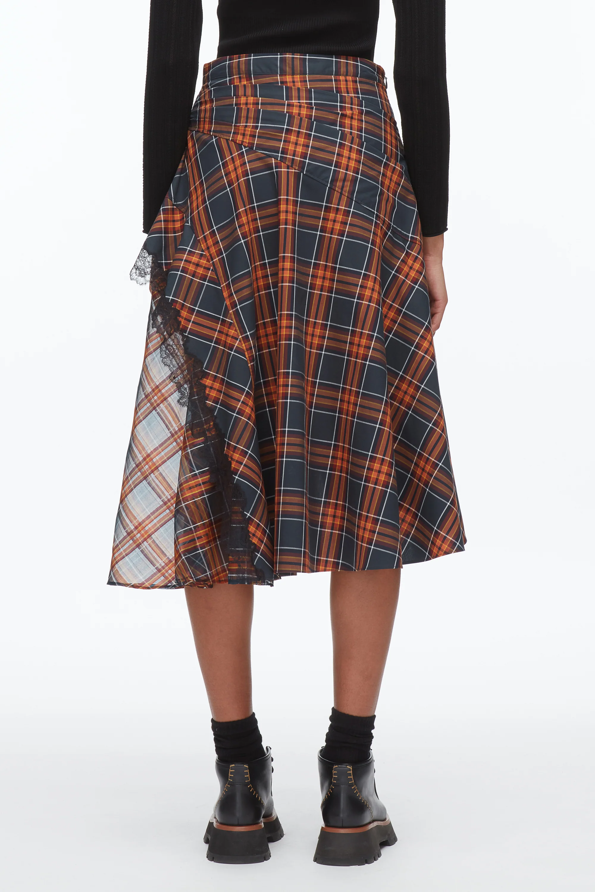 Plaid Mix Draped Midi Skirt - Image 5