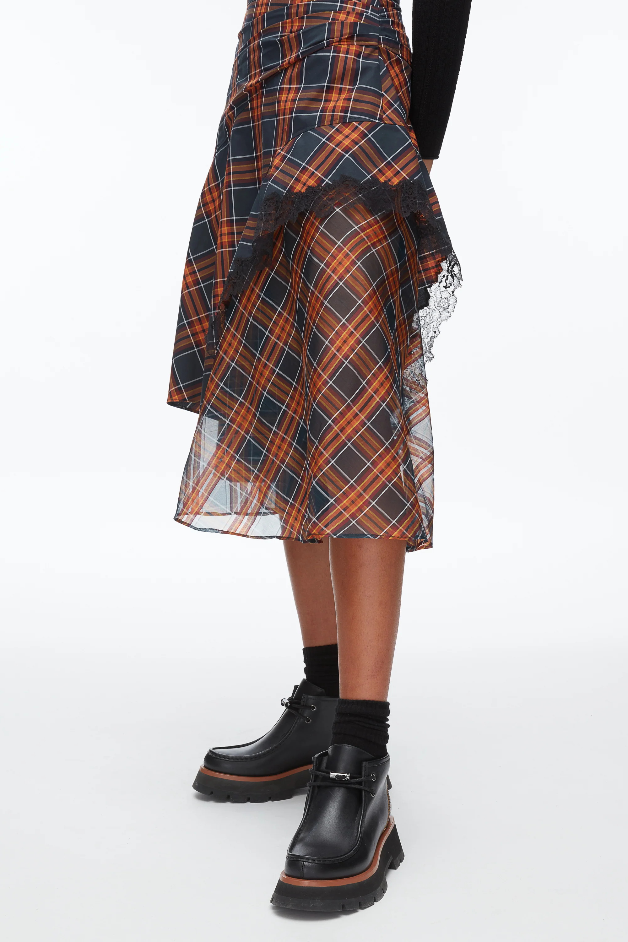 Plaid Mix Draped Midi Skirt - Image 6