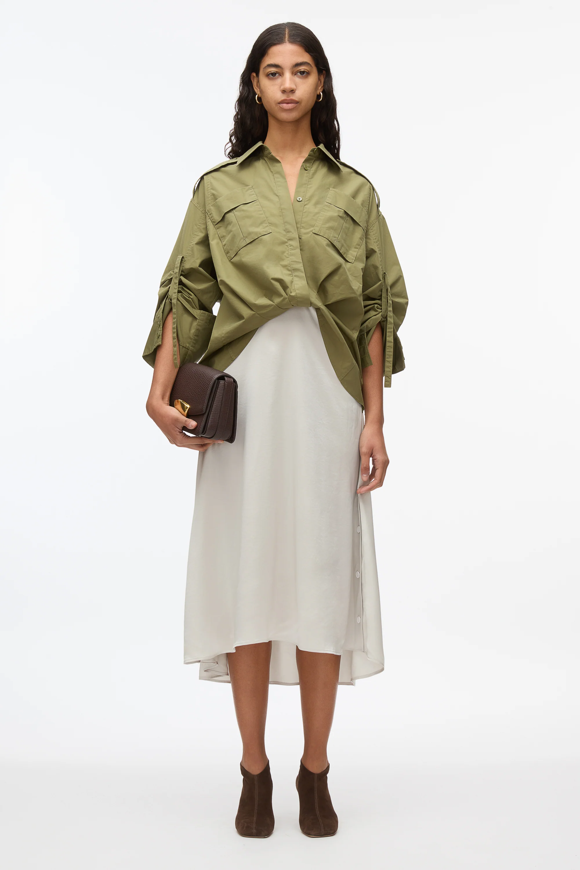 Draped Shirt Combo Slip Dress - Image 12