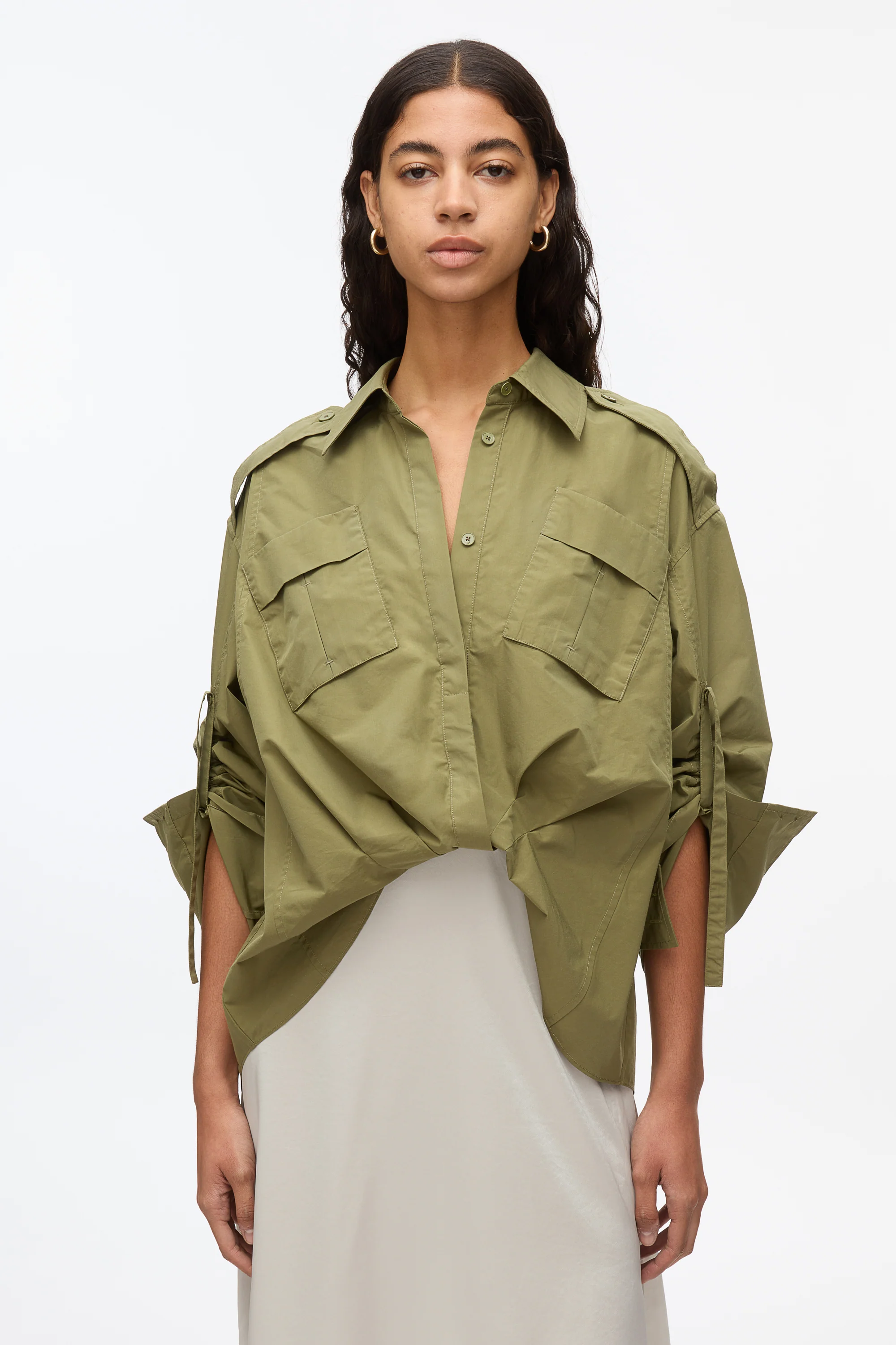 Draped Shirt Combo Slip Dress - Image 16
