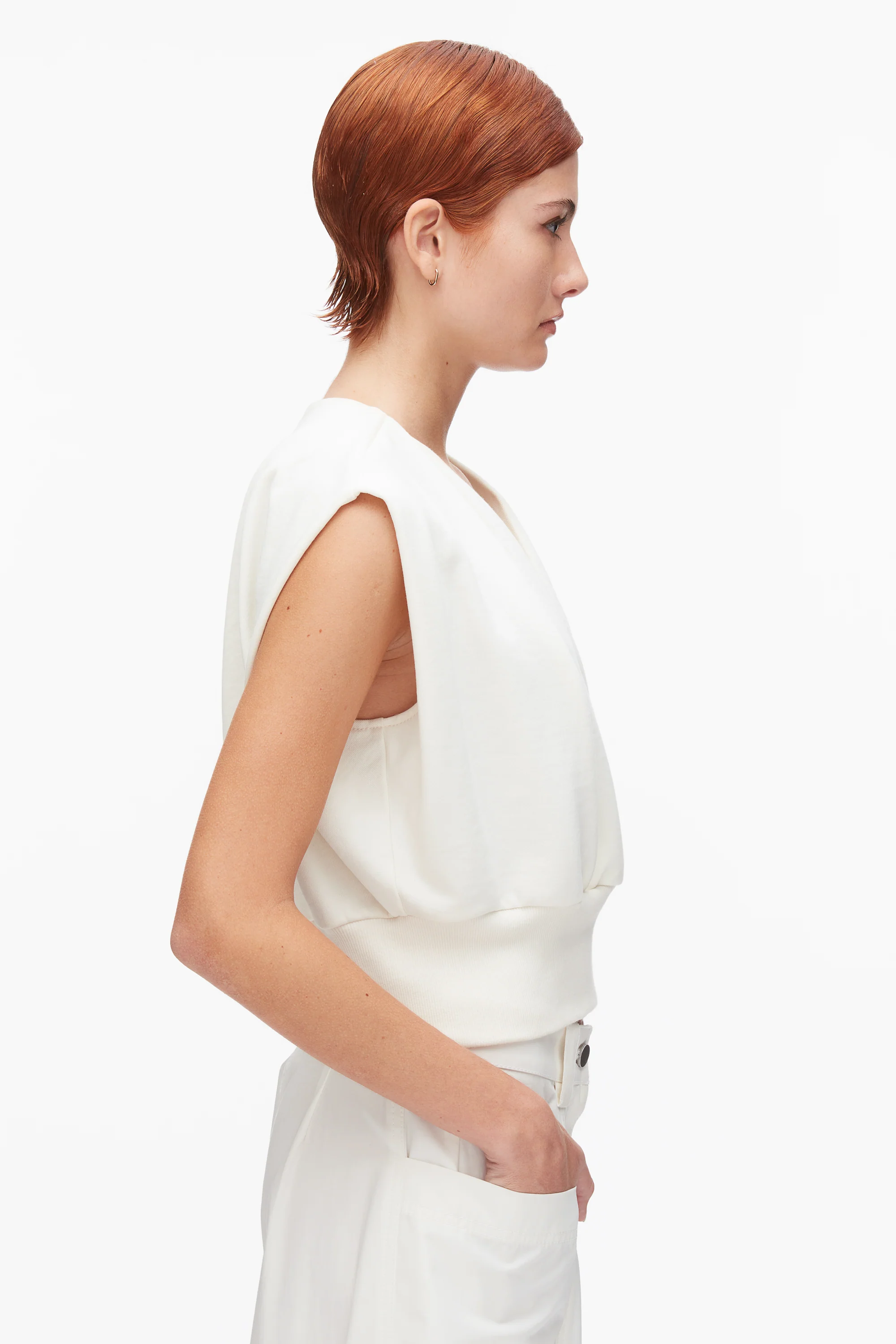 Draped Sleeveless French Terry Top - Image 11