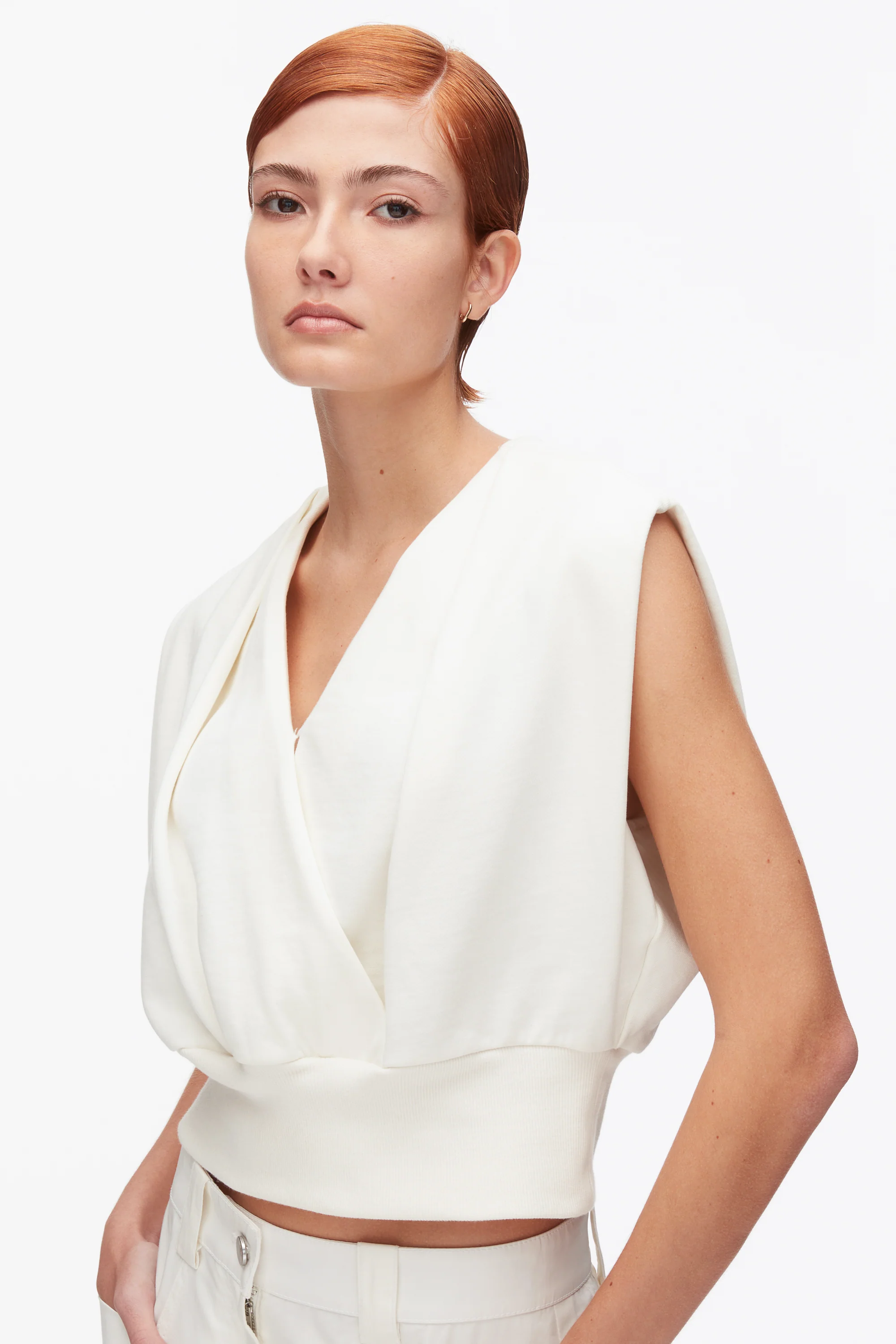 Draped Sleeveless French Terry Top - Image 13