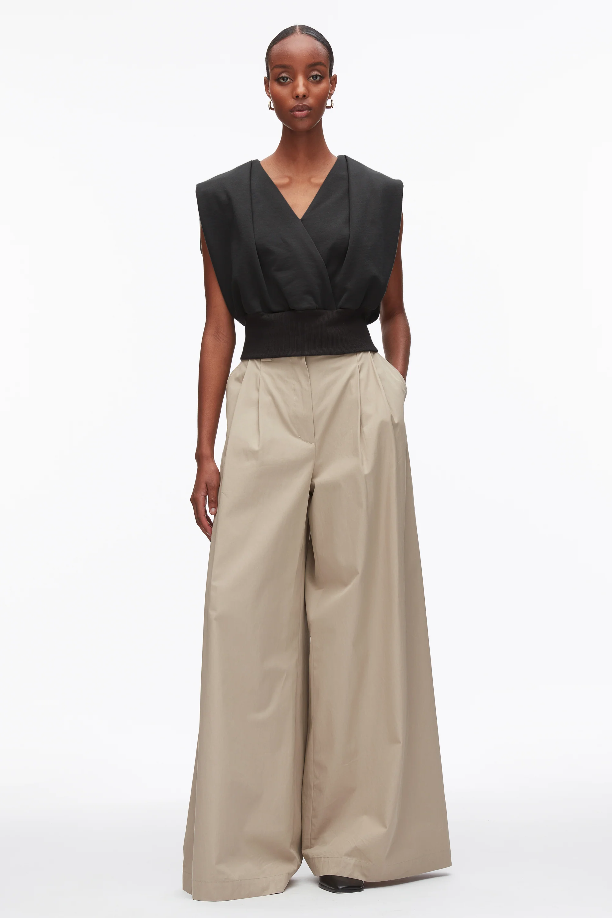 Draped Sleeveless French Terry Top - Image 2