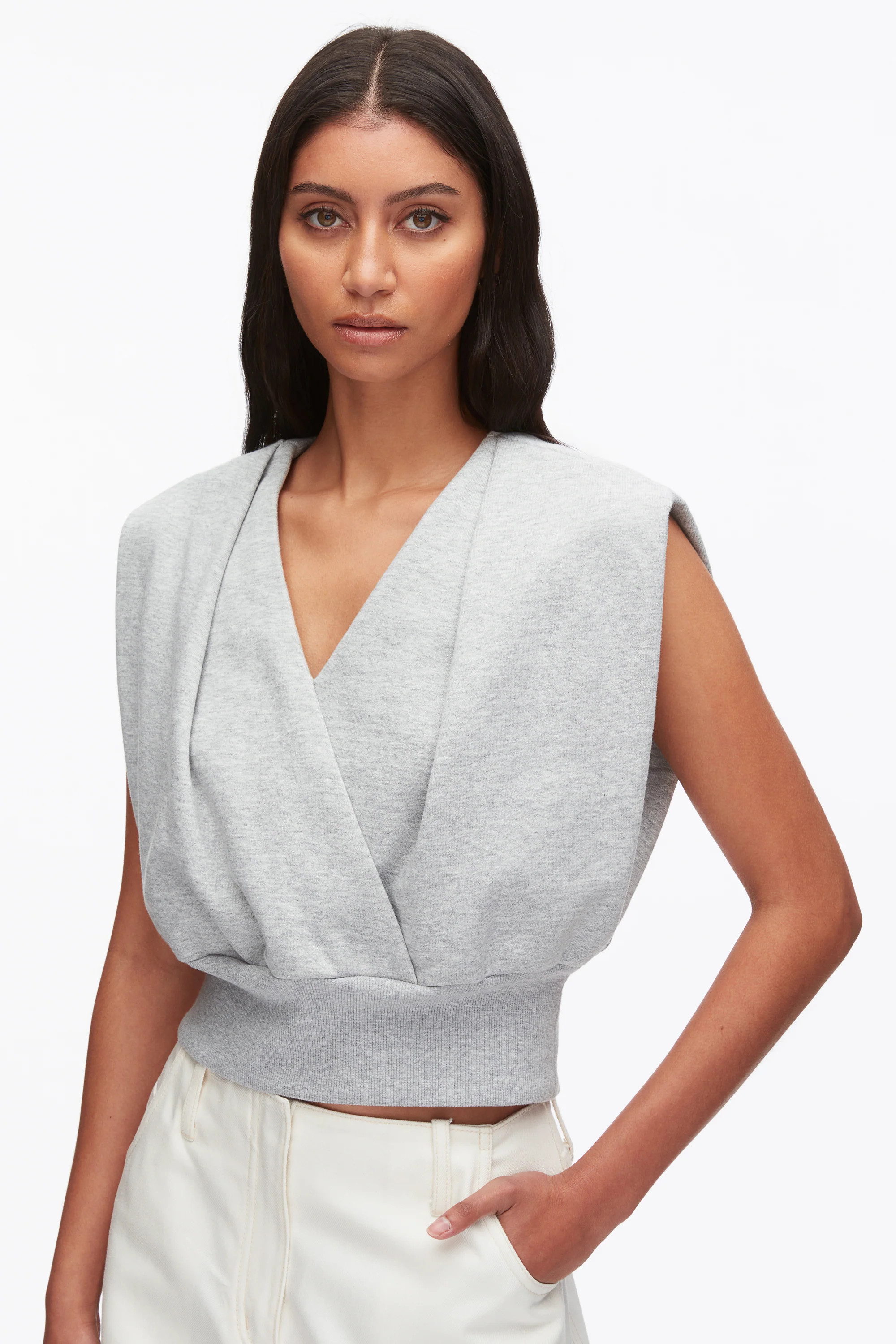 Draped Sleeveless French Terry Top - Image 21