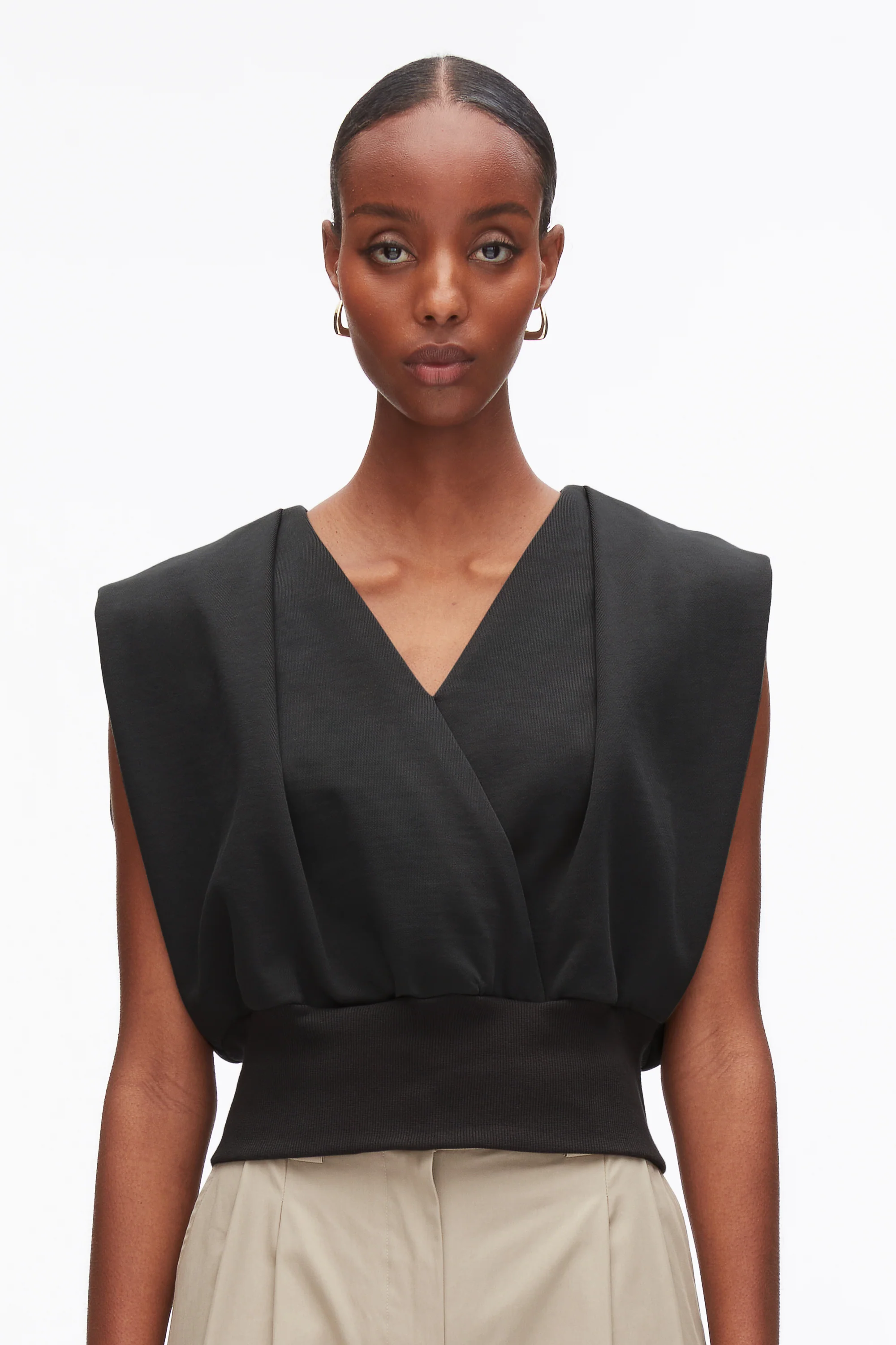 Draped Sleeveless French Terry Top - Image 3