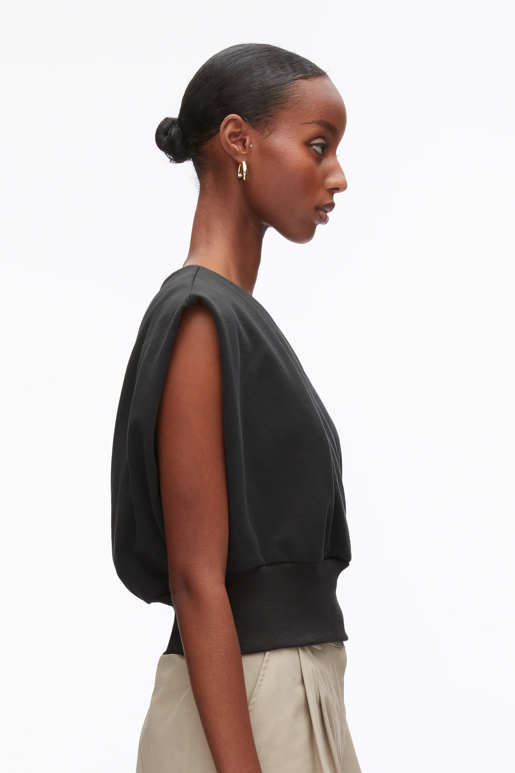 Draped Sleeveless French Terry Top - Image 4