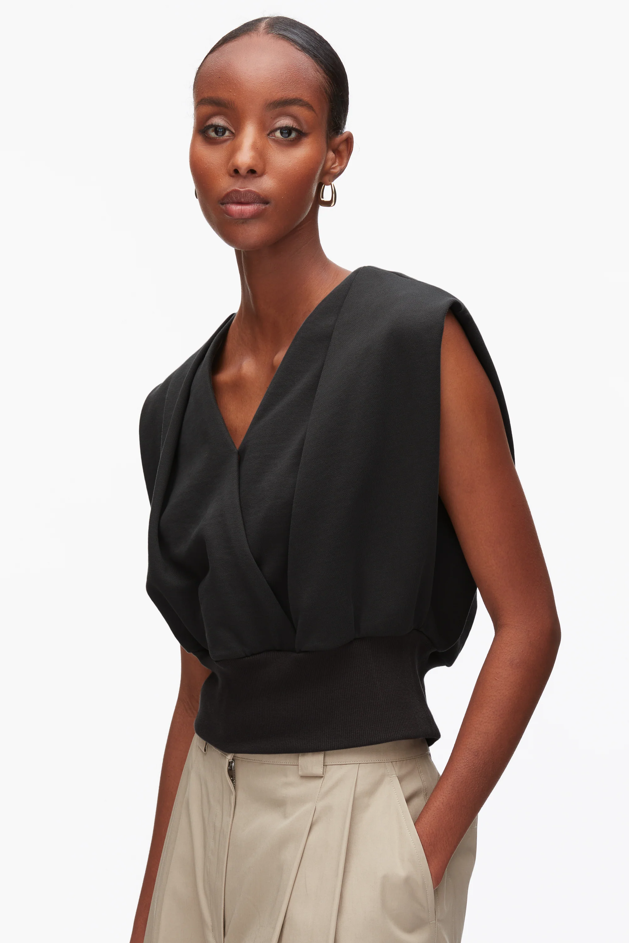 Draped Sleeveless French Terry Top - Image 6