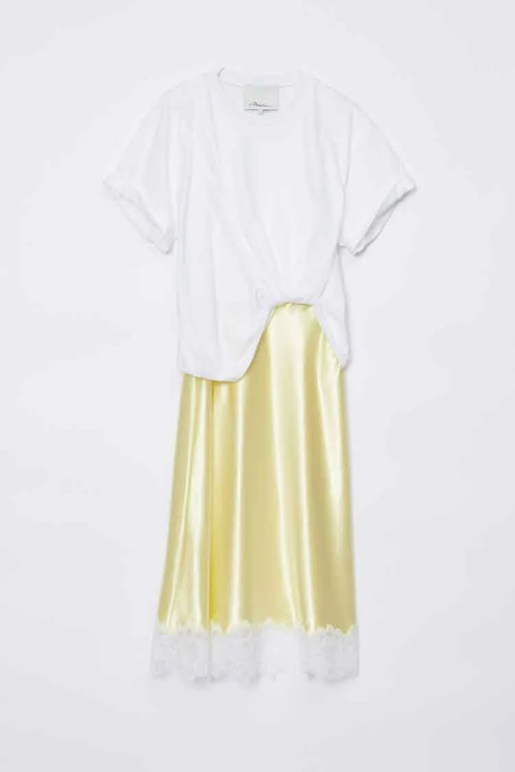 Draped Combo T-Shirt Dress with Lace Trim - Image 8