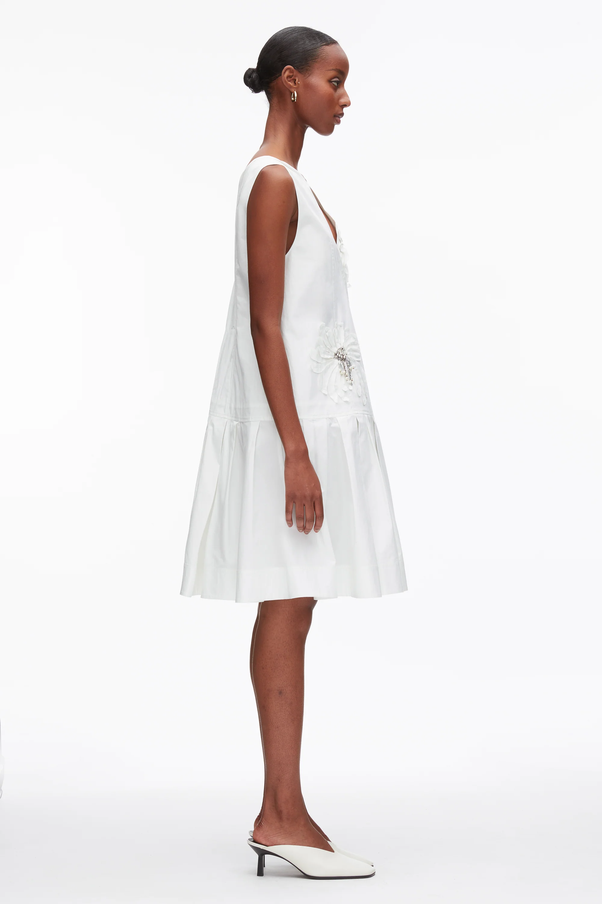 Draped Tank Dress with Floral Appliqué - Image 4