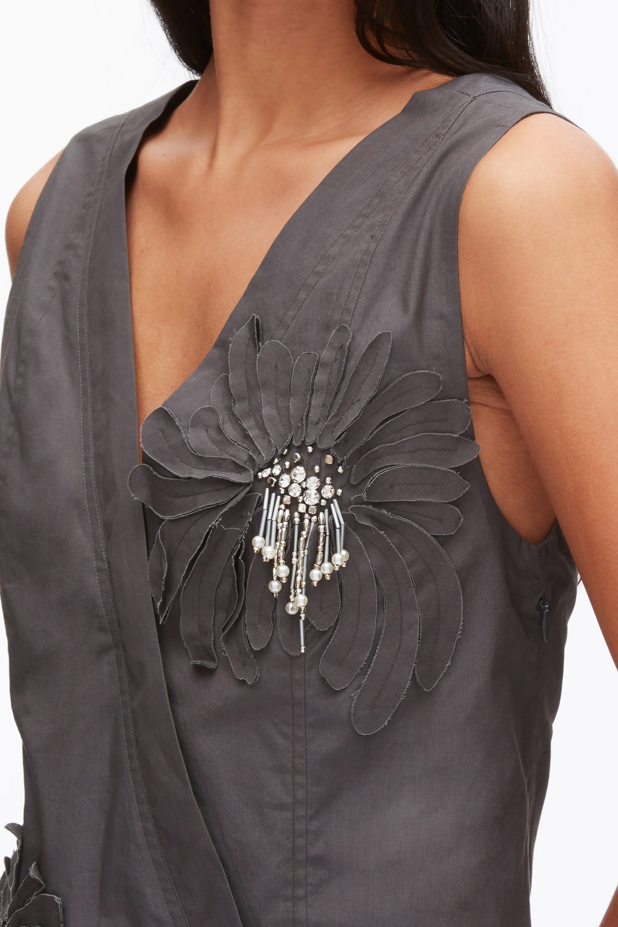 Draped Tank Dress with Floral Appliqué - Image 14