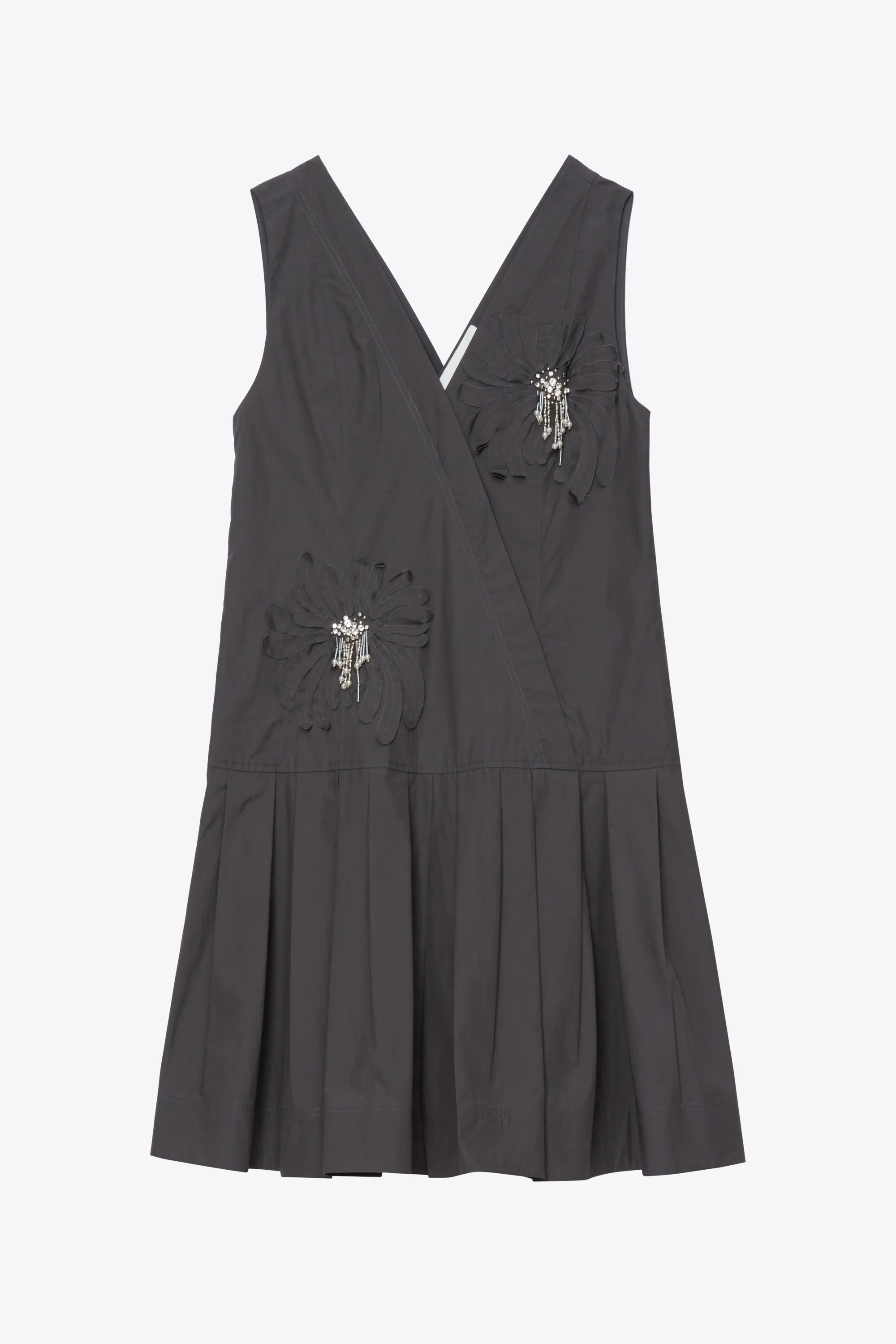 Draped Tank Dress with Floral Appliqué - Image 15