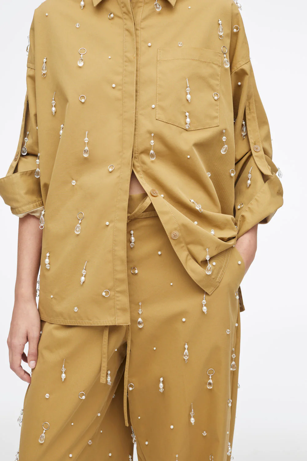 Bead-Embellished Chino Shirt - Image 5