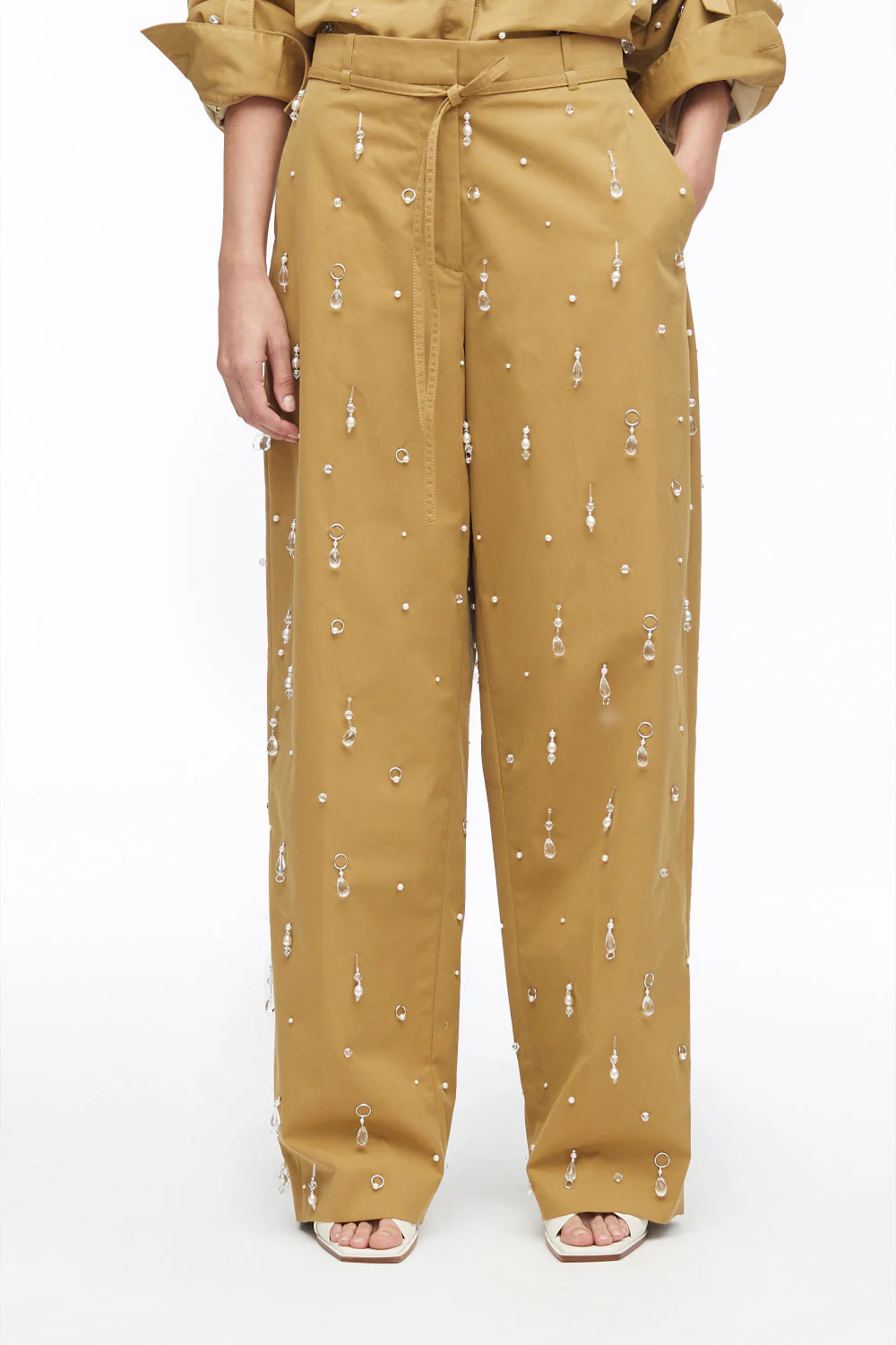 Embellished Wide-Leg Chino Trousers - Image 2