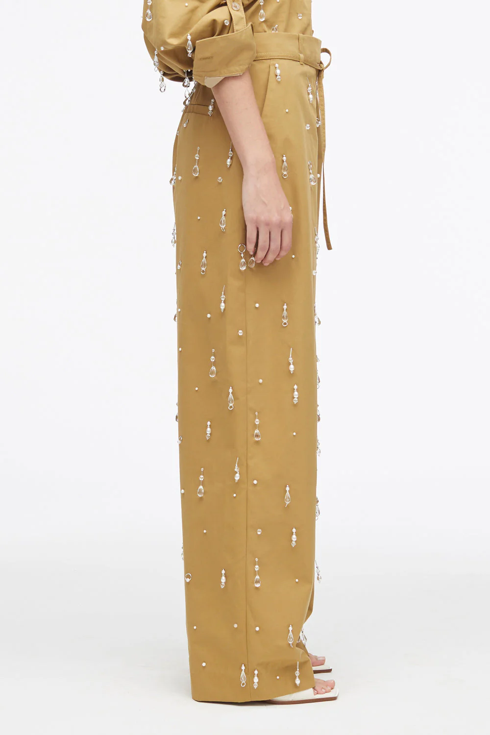 Embellished Wide-Leg Chino Trousers - Image 3