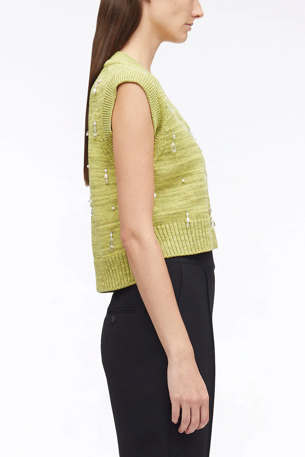 Drip Embellished Chunky Cotton Rib Vest - Image 3