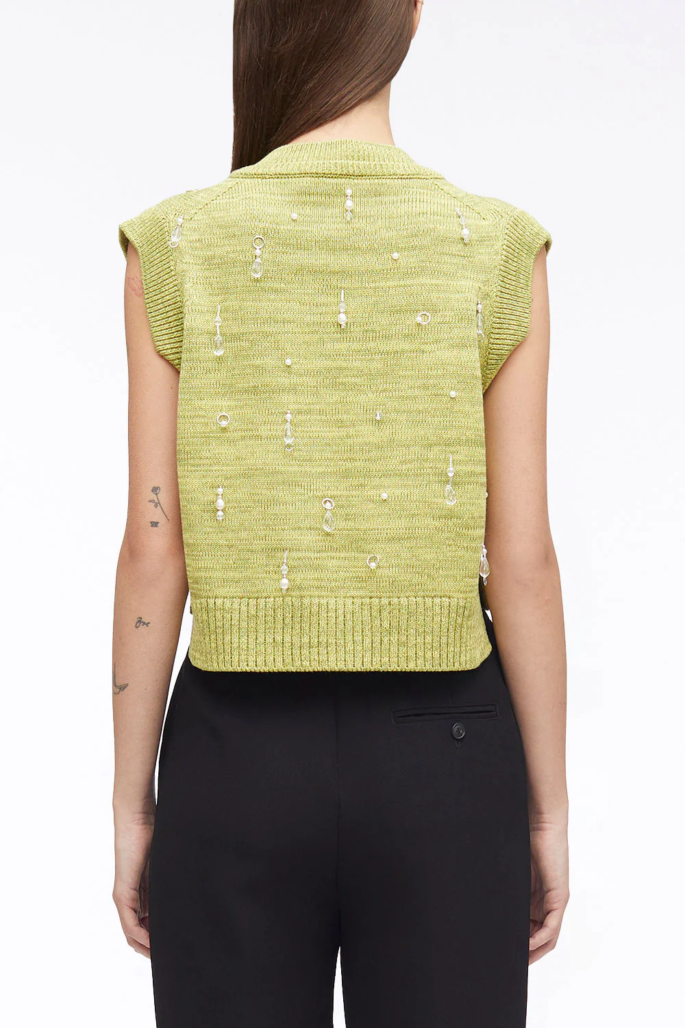 Drip Embellished Chunky Cotton Rib Vest - Image 4