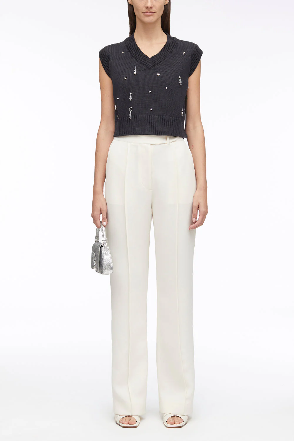 Drip Embellished Chunky Cotton Rib Vest - Image 5
