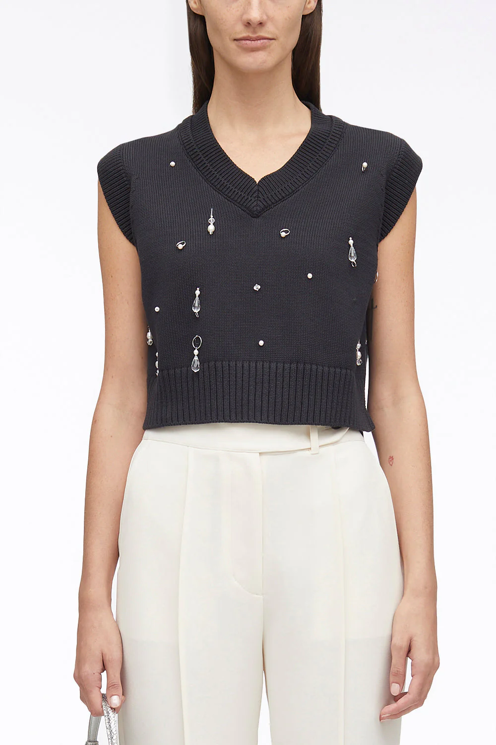 Drip Embellished Chunky Cotton Rib Vest - Image 6