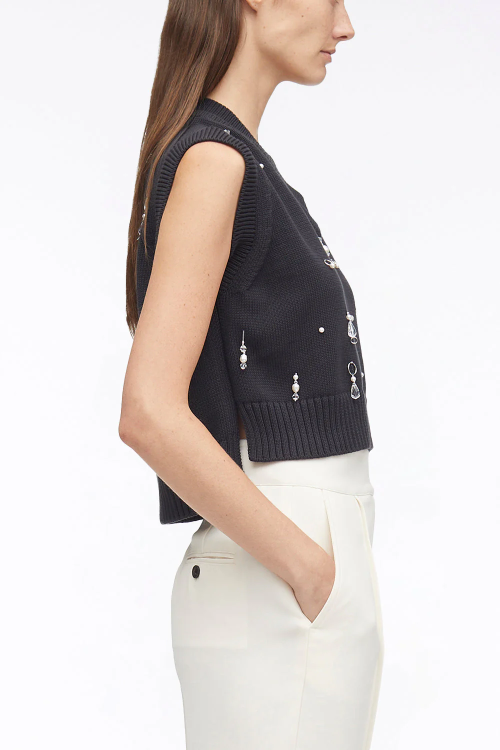 Drip Embellished Chunky Cotton Rib Vest - Image 7
