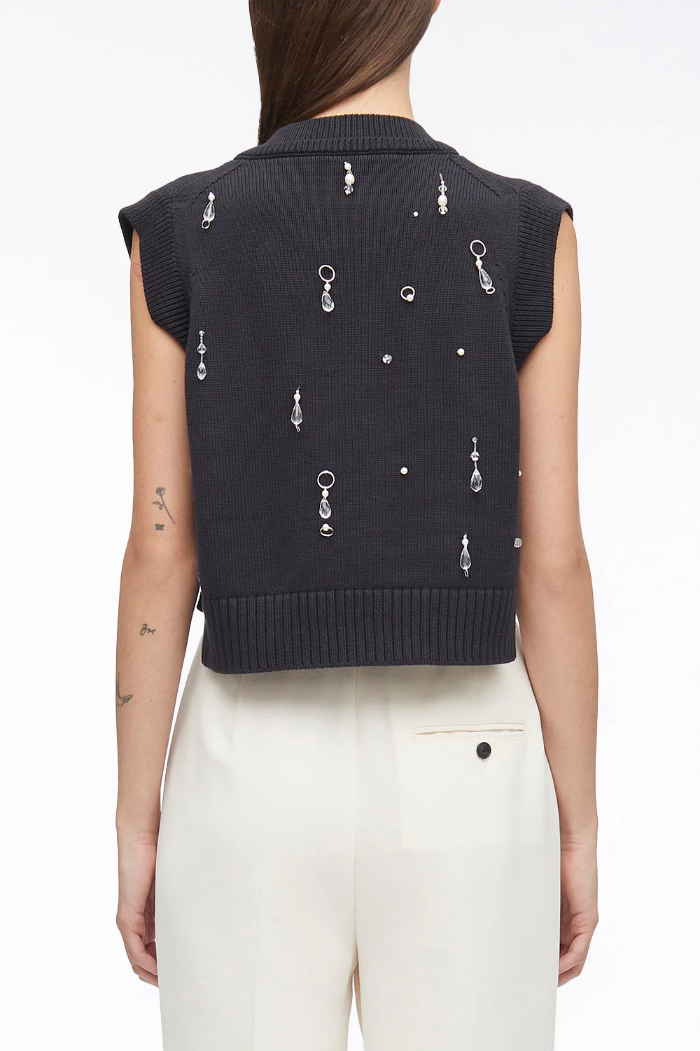 Drip Embellished Chunky Cotton Rib Vest - Image 8
