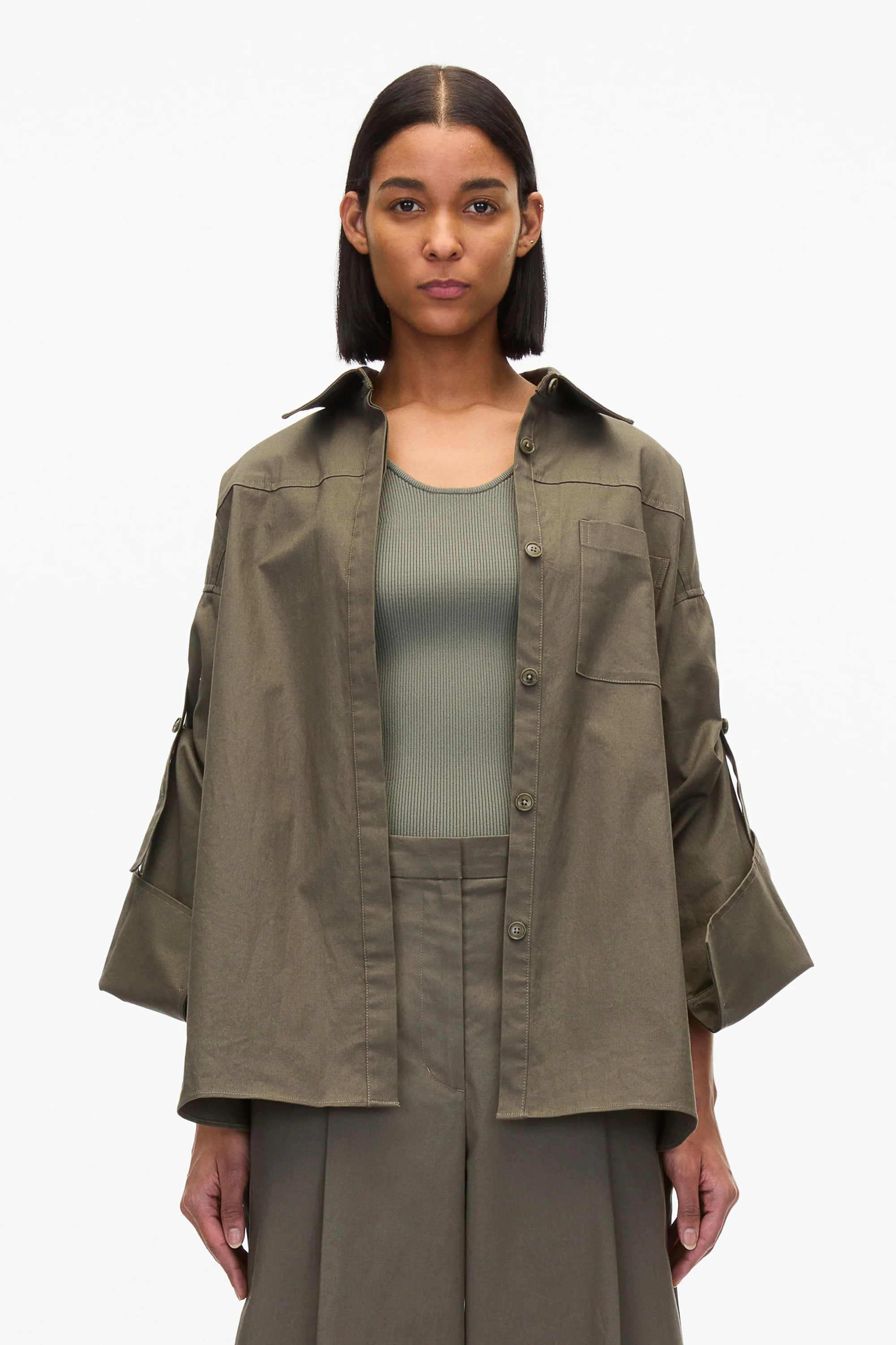 Drop Back Shirt with Convertible Sleeves - Image 3