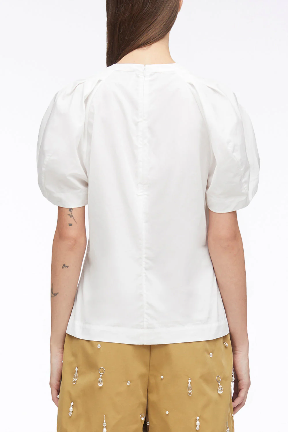 Embellished Classic Poplin Puff Sleeve Top - Image 4