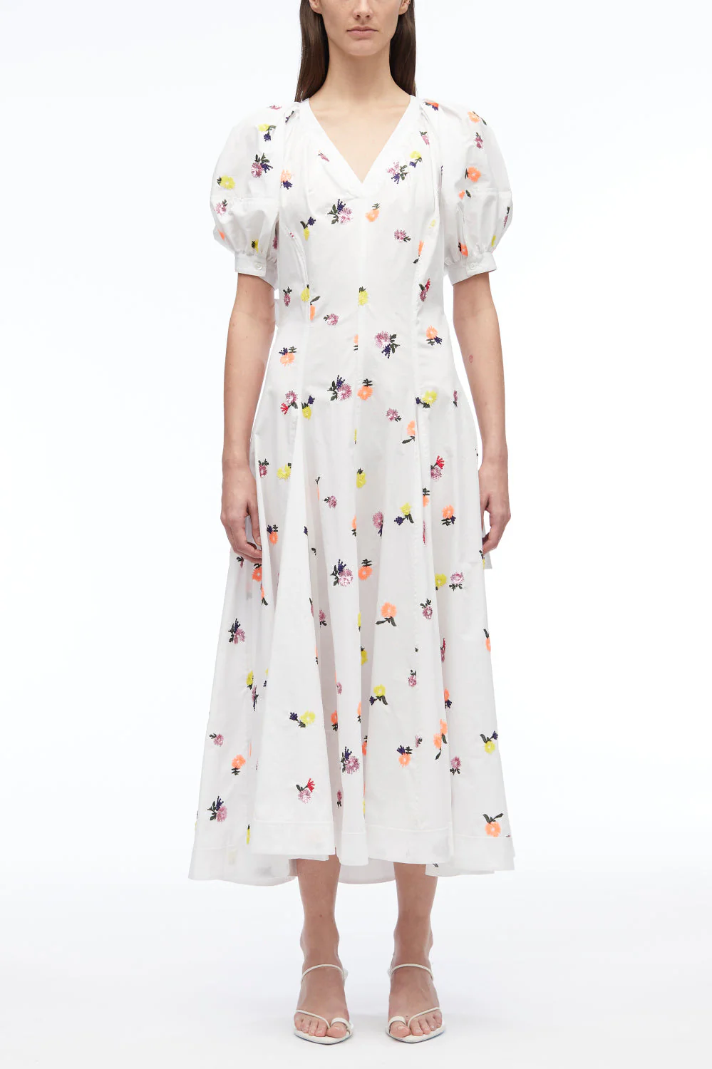 Sequin Embellished Puff Sleeve Midi Dress