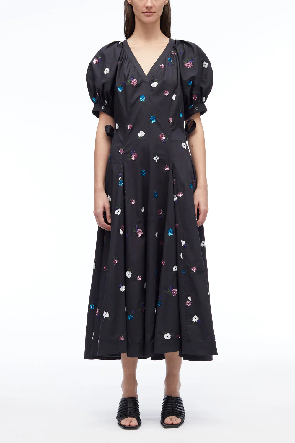 Sequin Embellished Puff Sleeve Midi Dress - Image 5