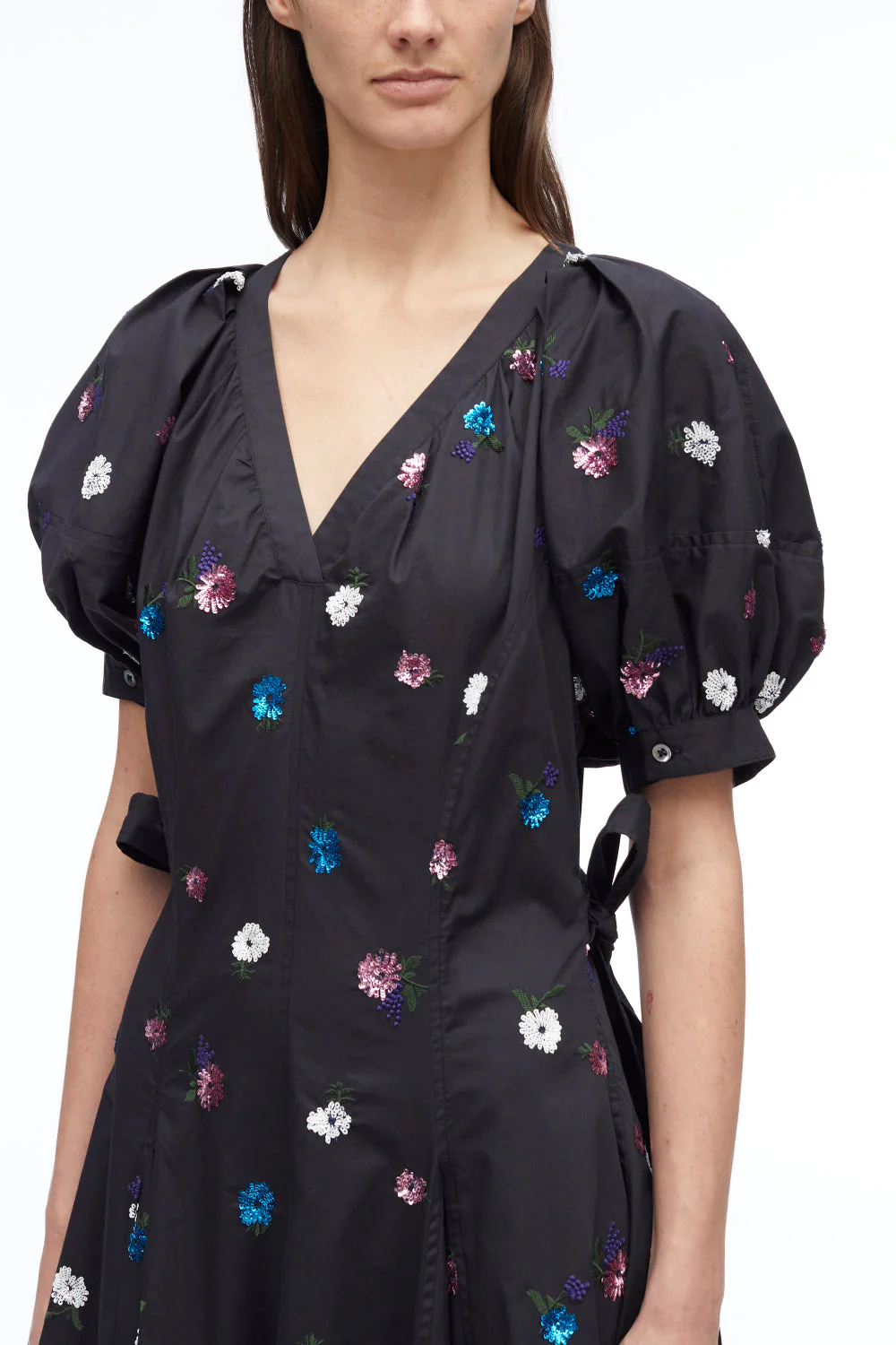 Sequin Embellished Puff Sleeve Midi Dress - Image 6