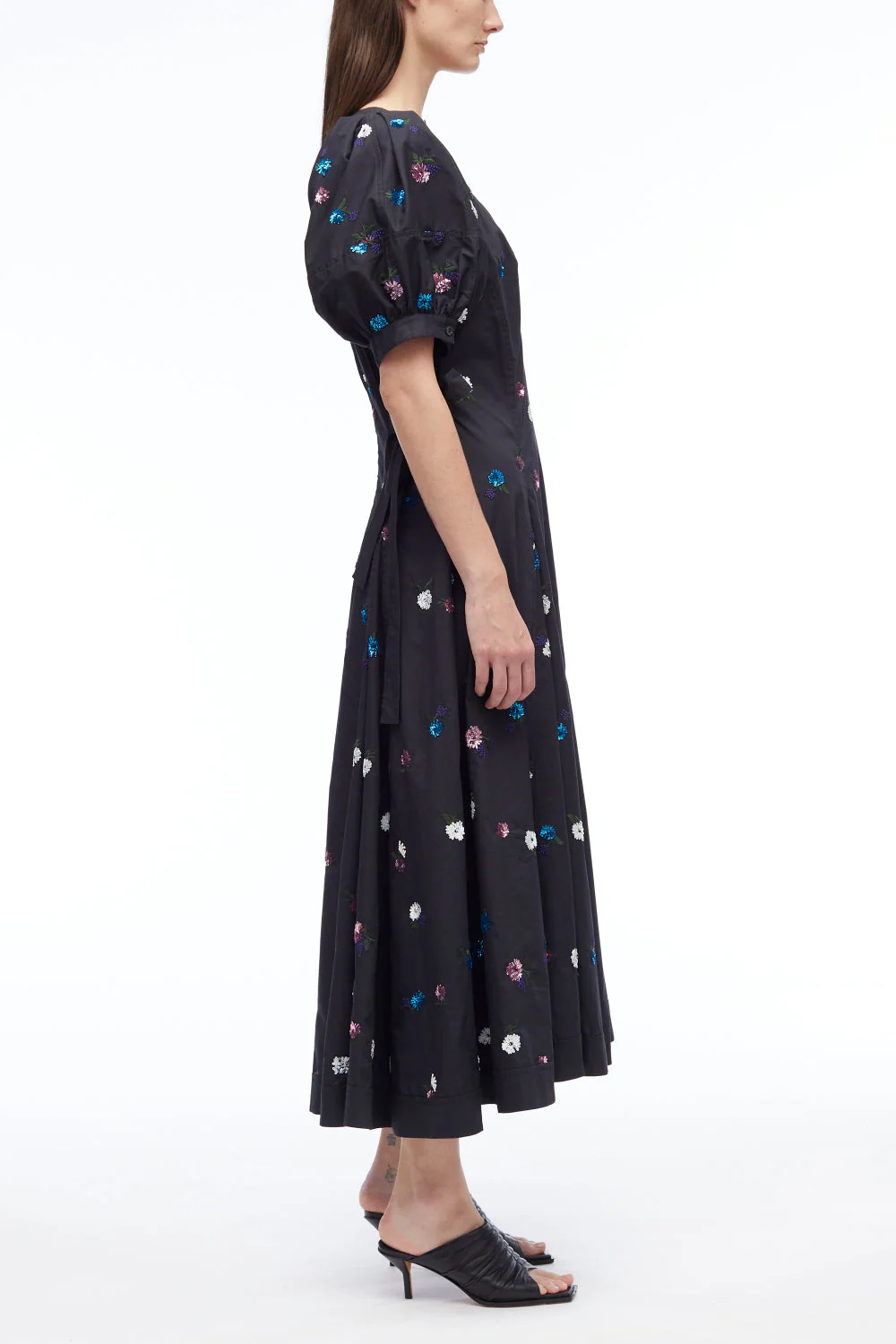 Sequin Embellished Puff Sleeve Midi Dress - Image 7