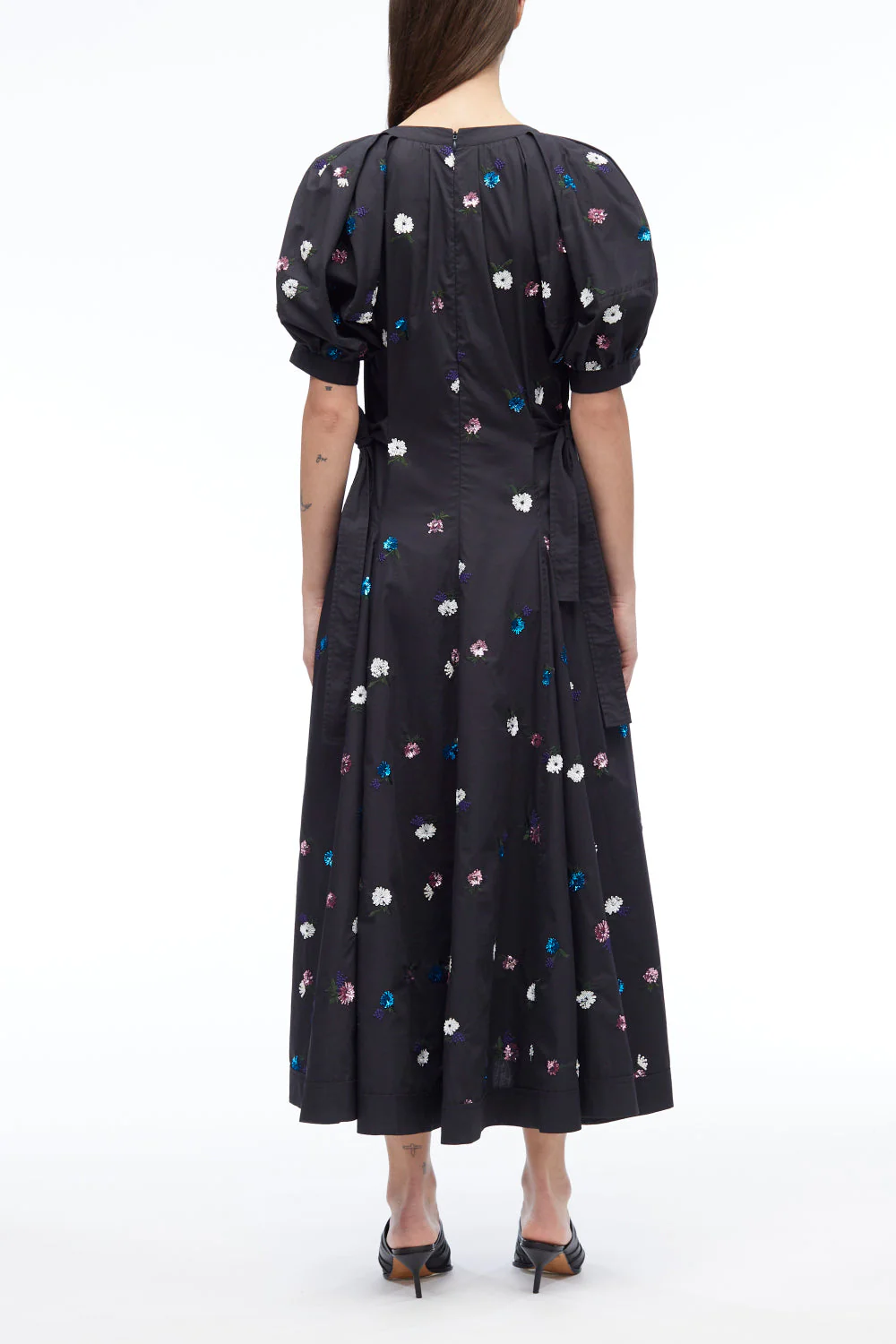 Sequin Embellished Puff Sleeve Midi Dress - Image 8
