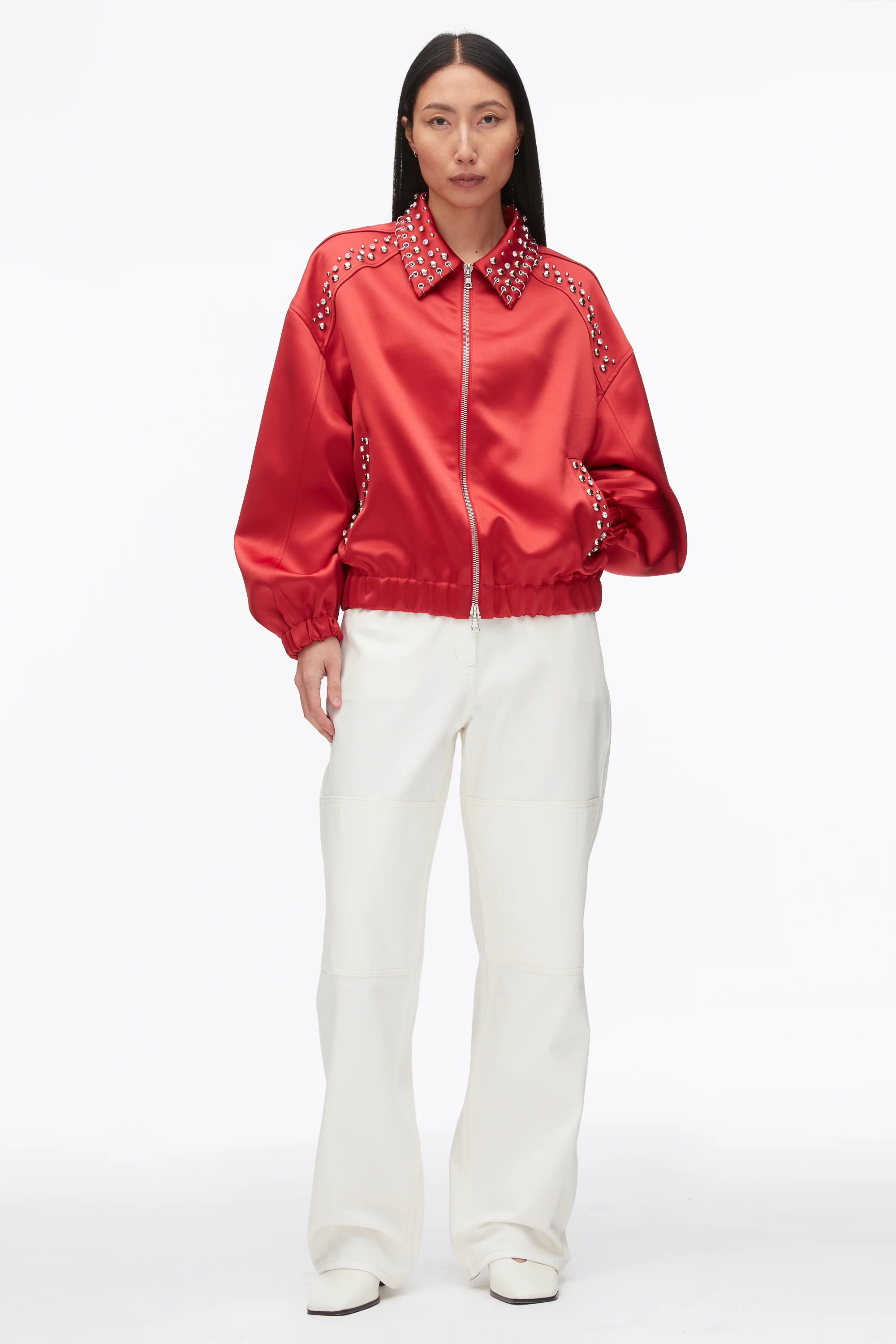 Embellished Structured Satin Jacket
