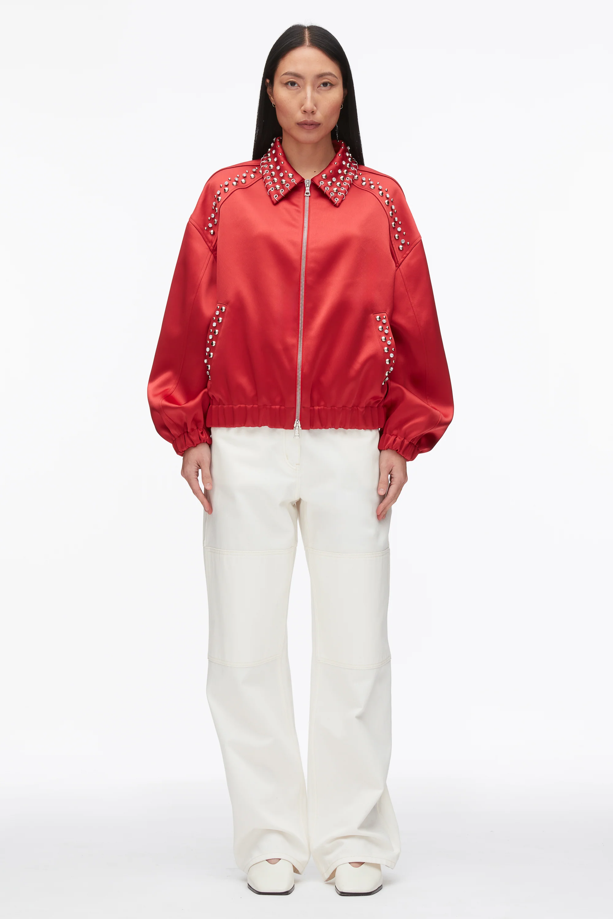 Embellished Structured Satin Jacket - Image 2