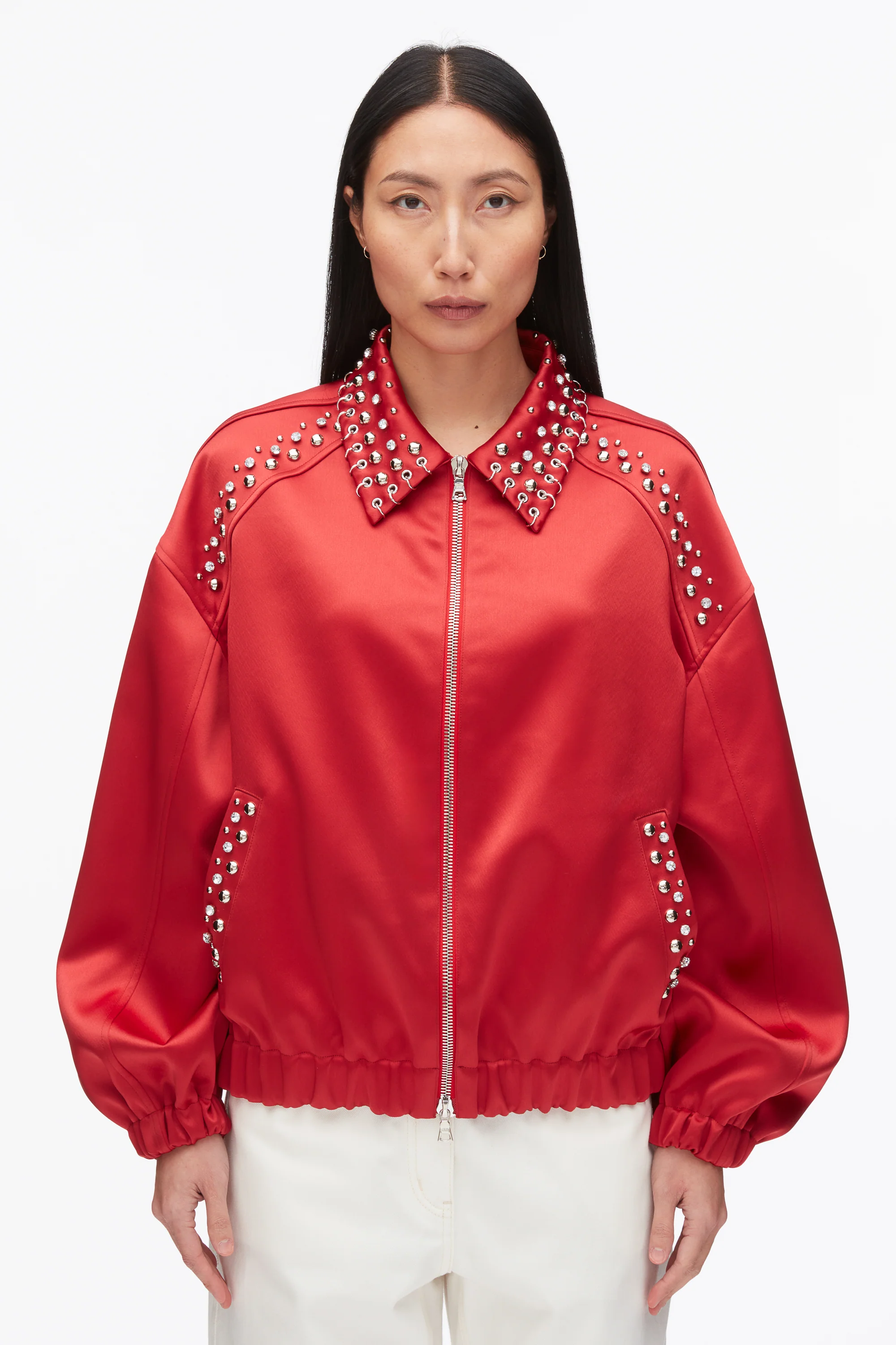 Embellished Structured Satin Jacket - Image 3