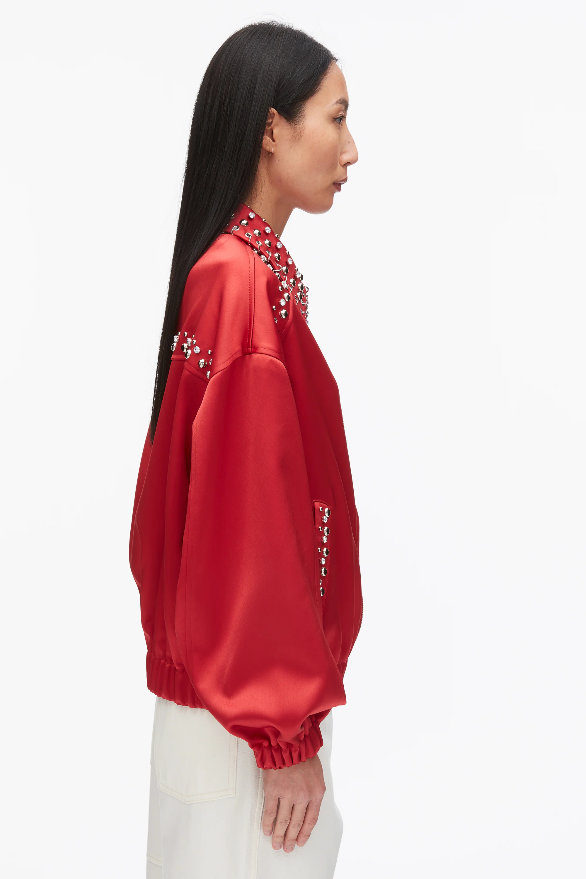 Embellished Structured Satin Jacket - Image 4