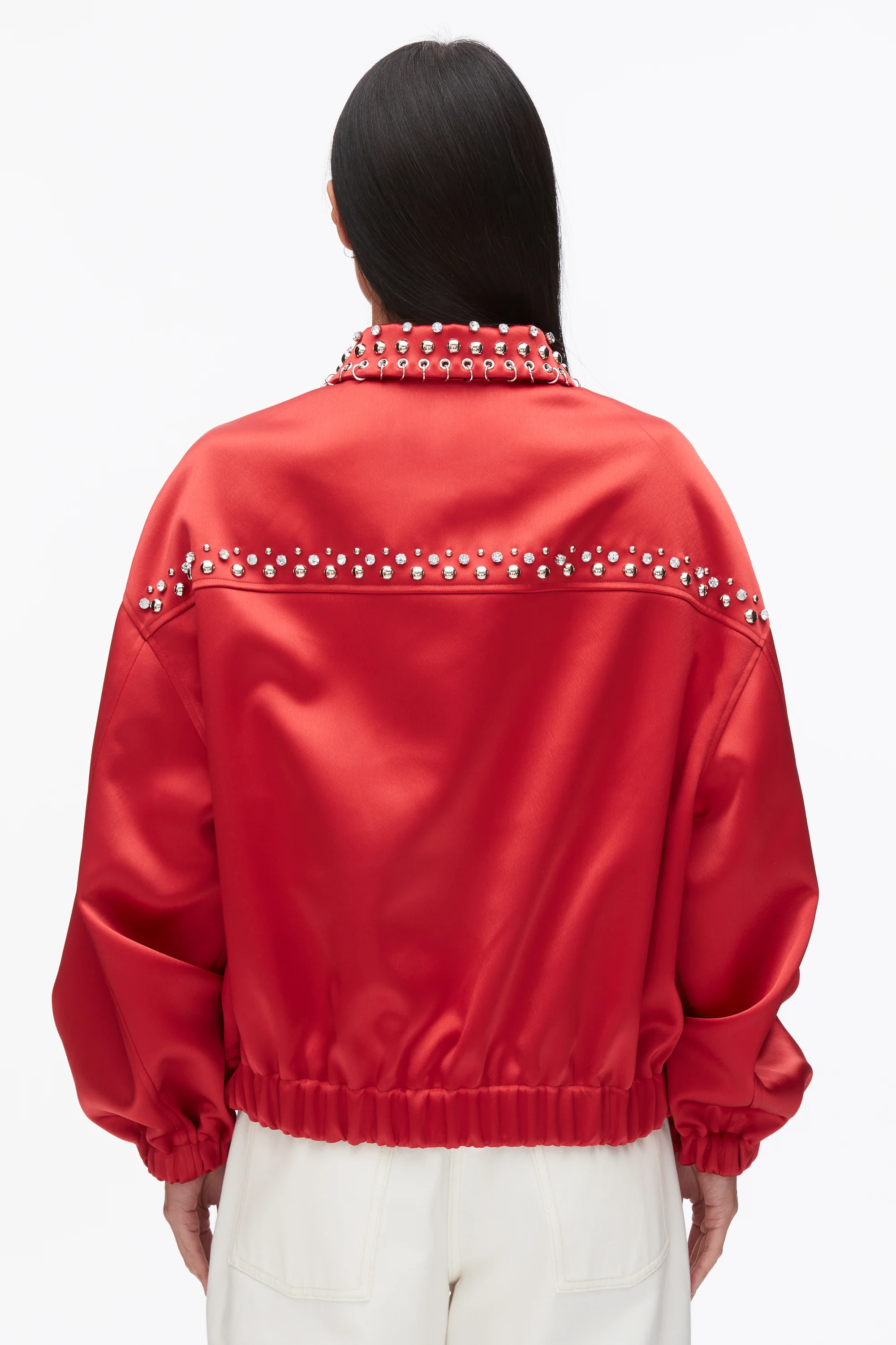 Embellished Structured Satin Jacket - Image 5