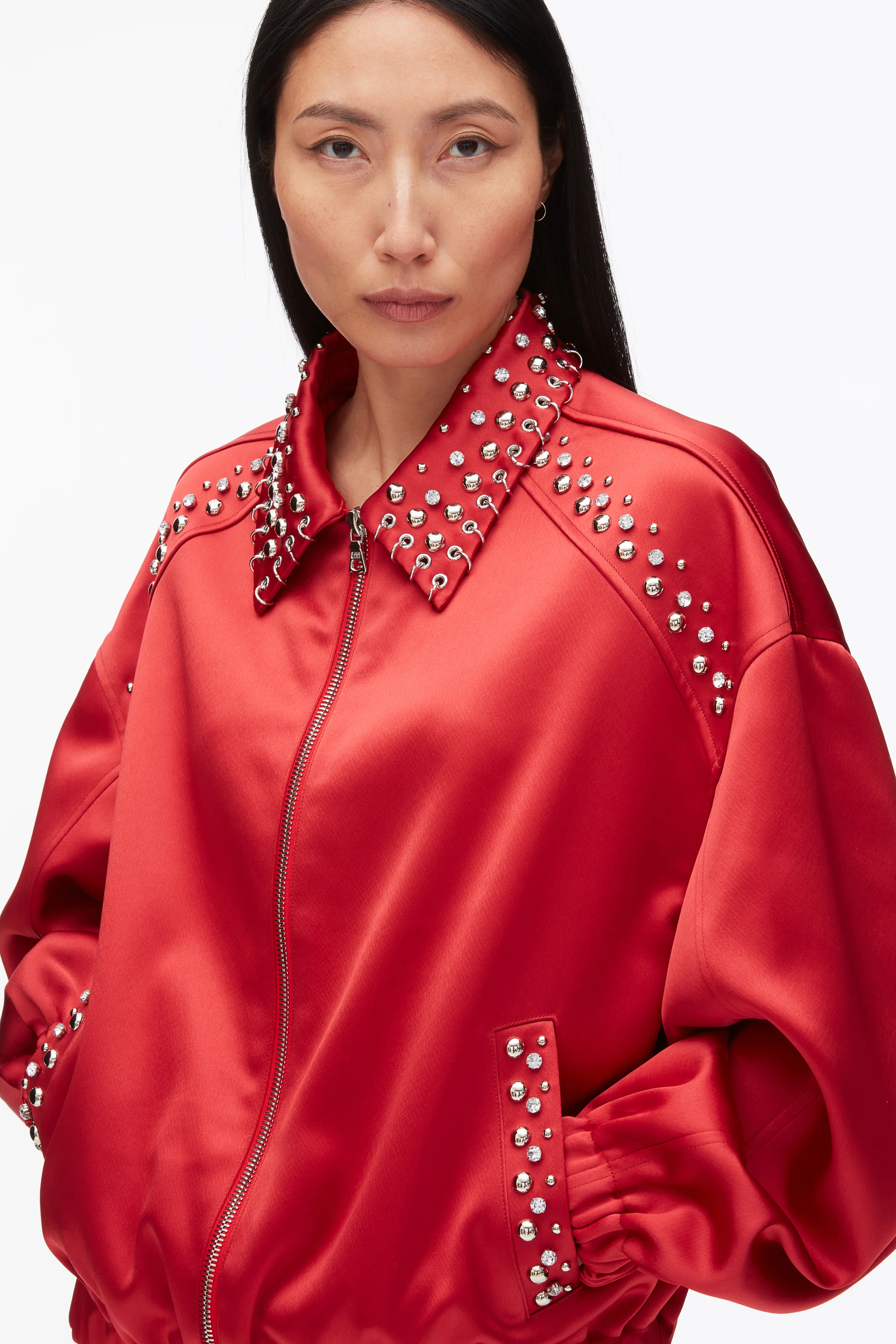 Embellished Structured Satin Jacket - Image 6