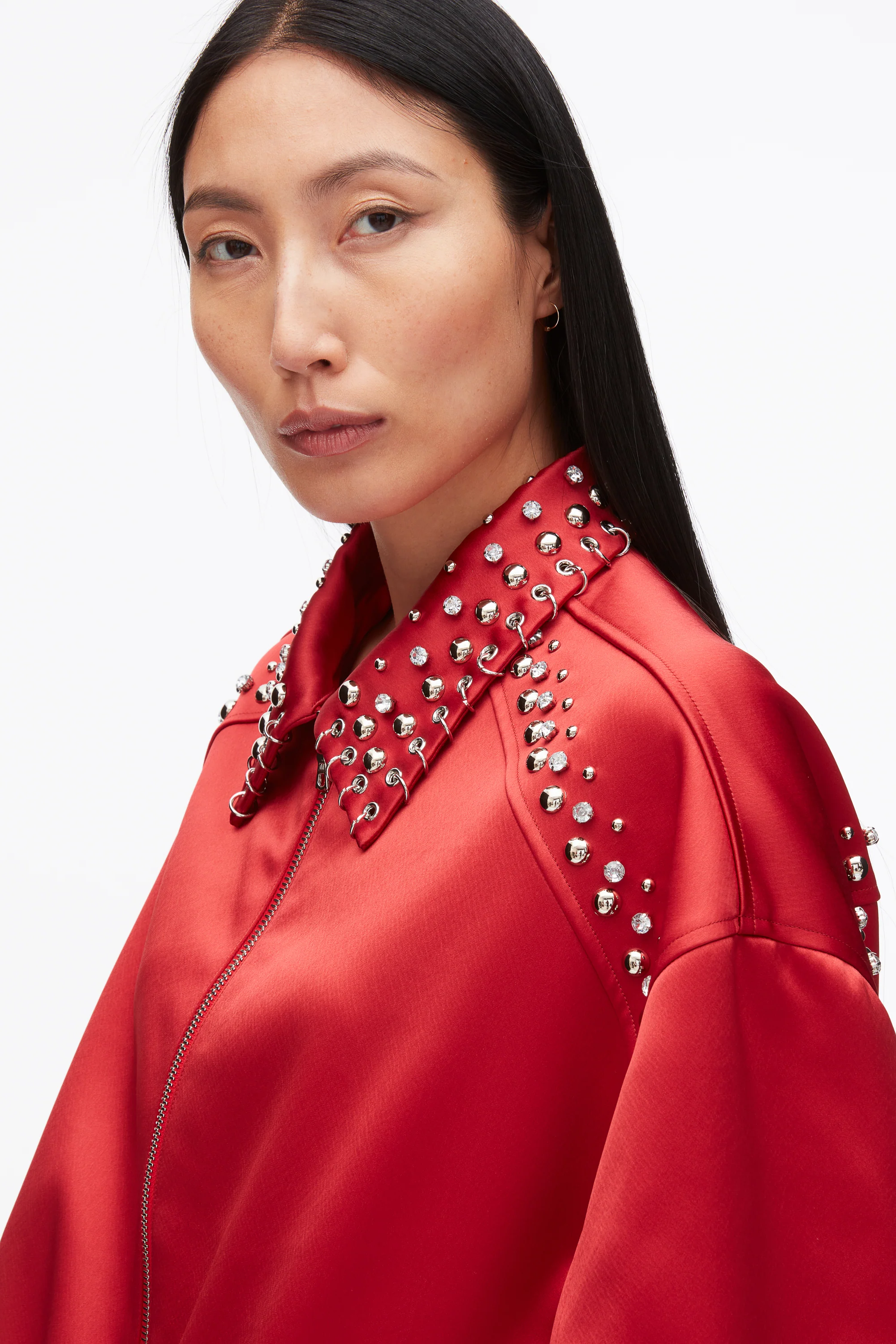 Embellished Structured Satin Jacket - Image 7
