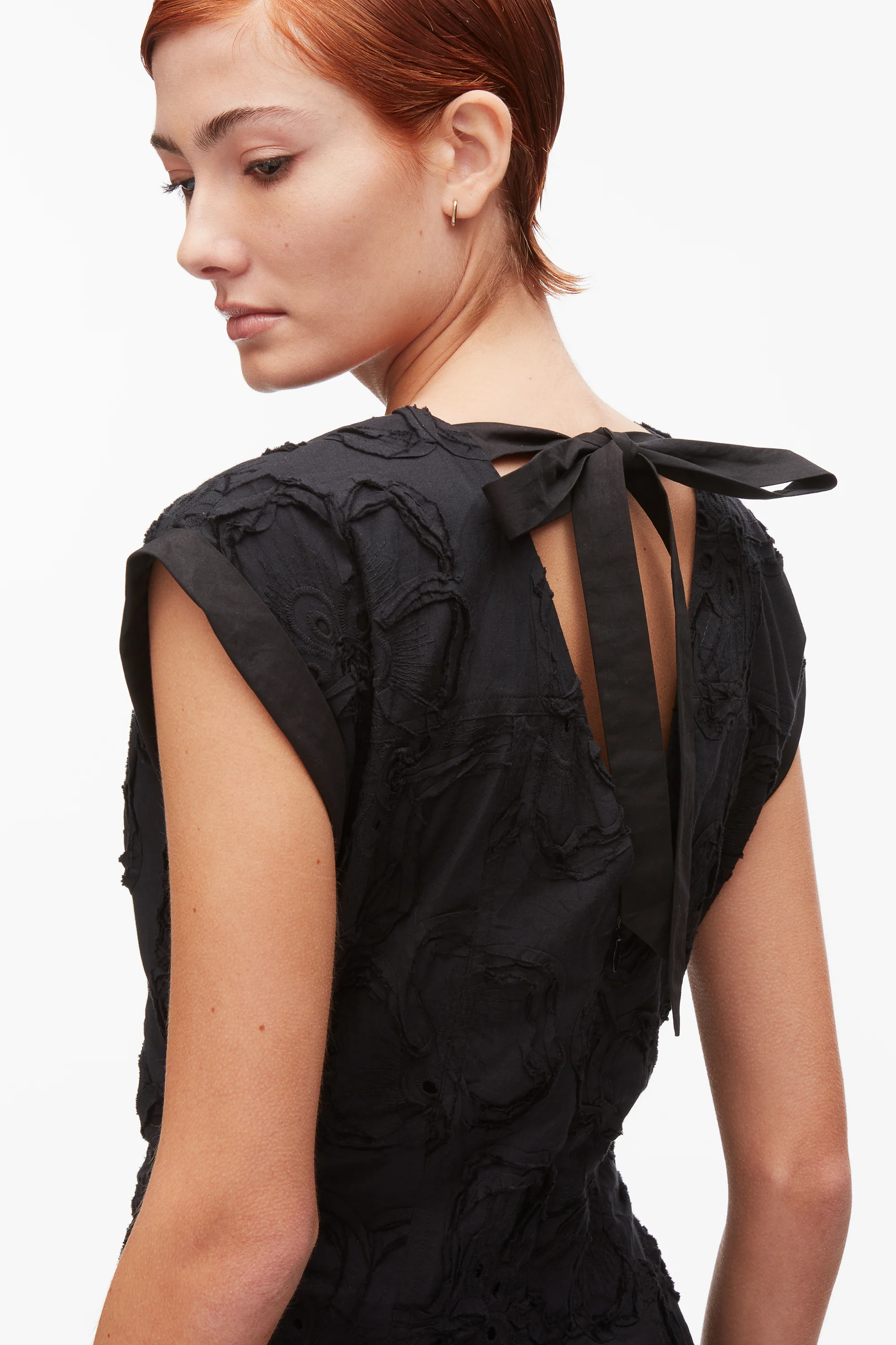 Embroidered Belted Midi Dress with Handkerchief Hem - Image 6