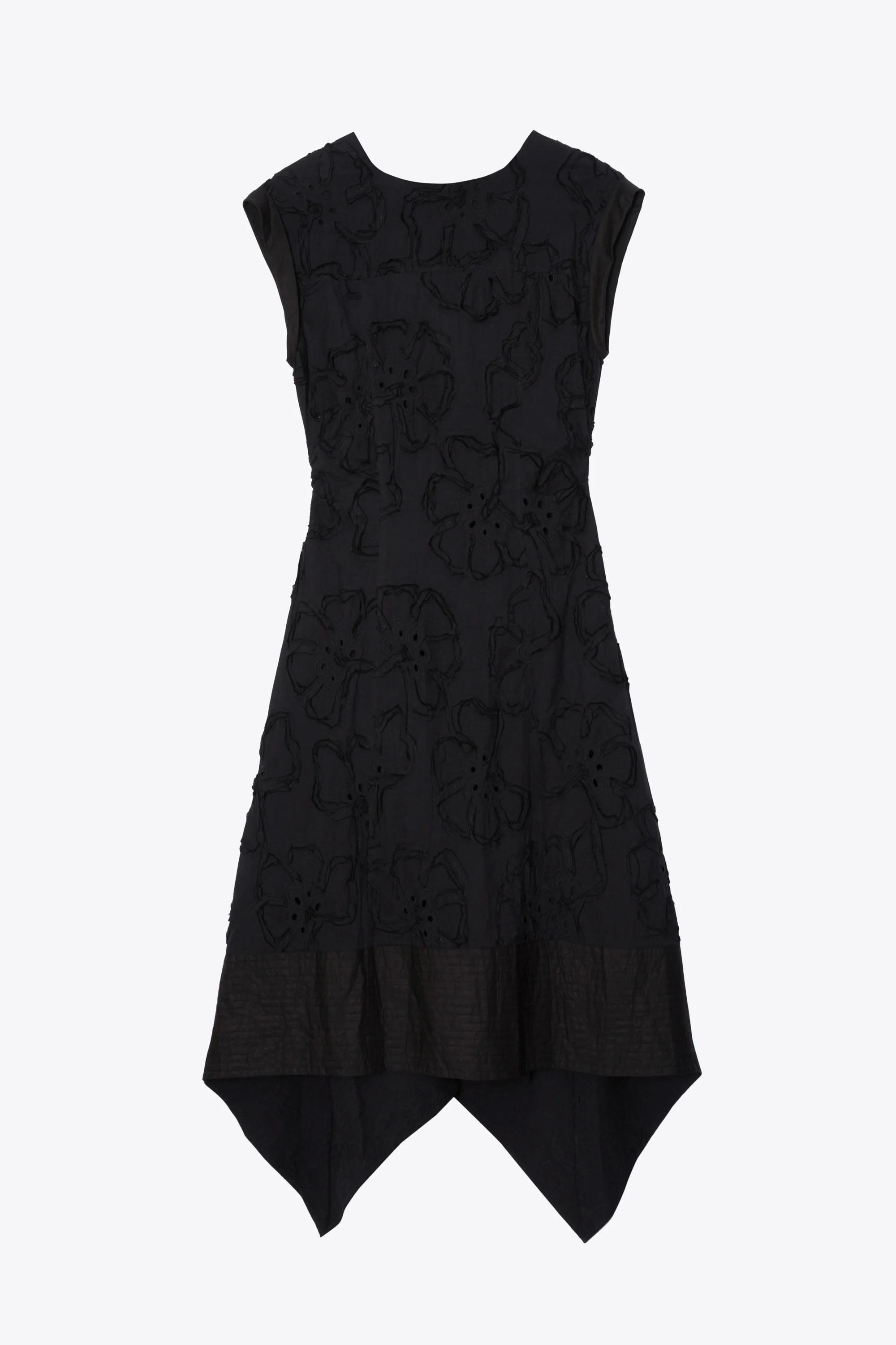 Embroidered Belted Midi Dress with Handkerchief Hem - Image 7